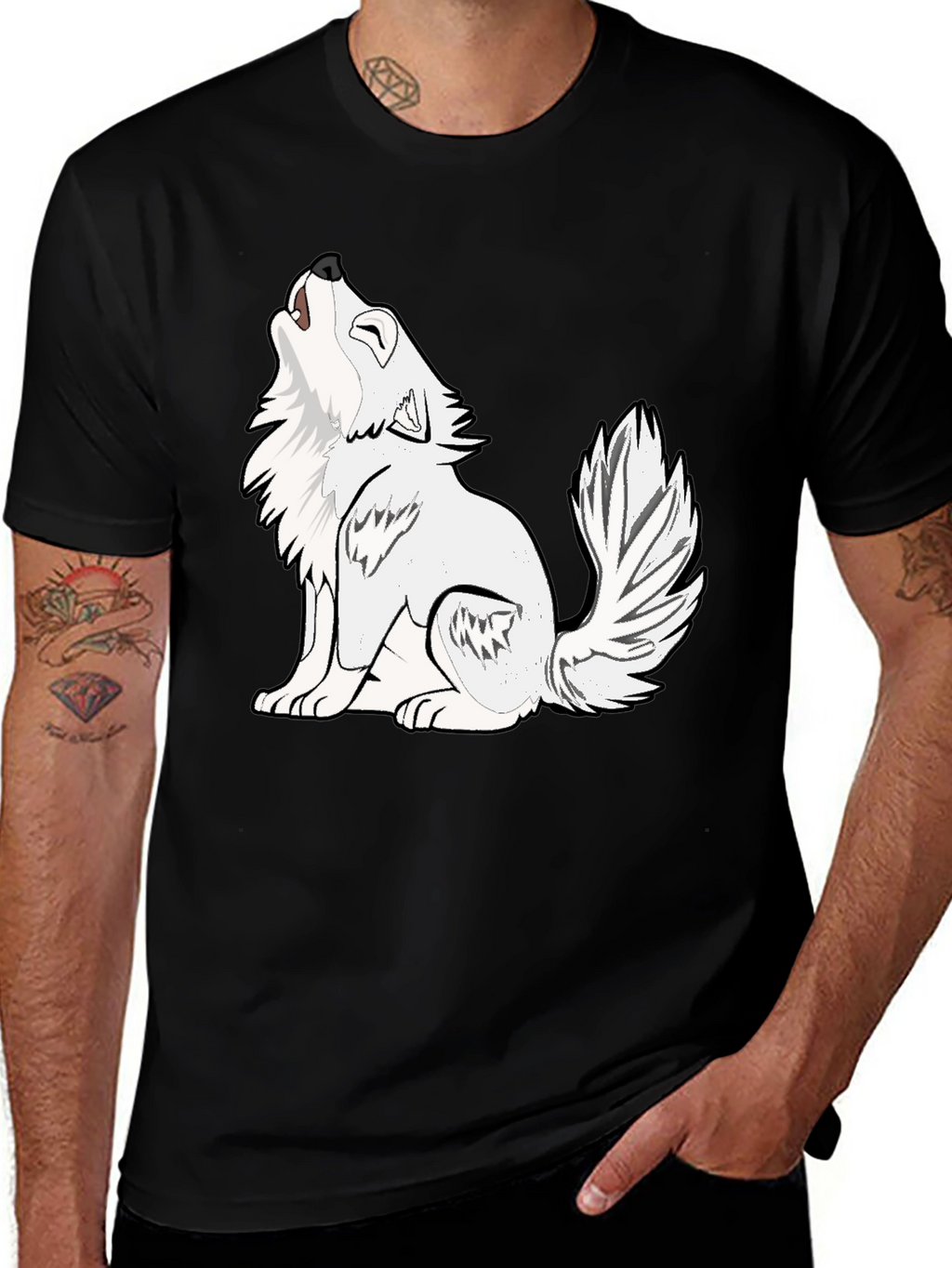Black Wolf Graphic T-Shirt - Mens