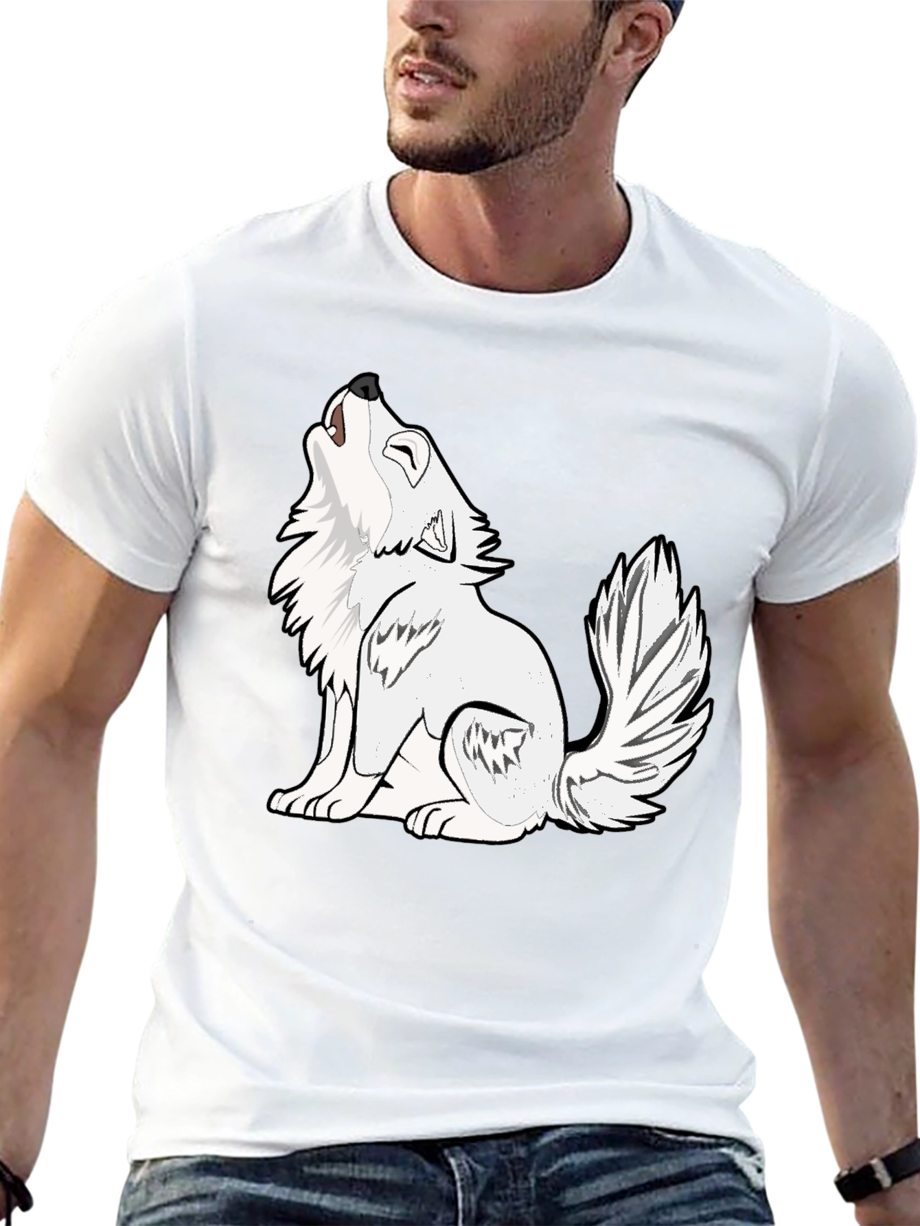 Black Wolf Graphic T-Shirt - Mens
