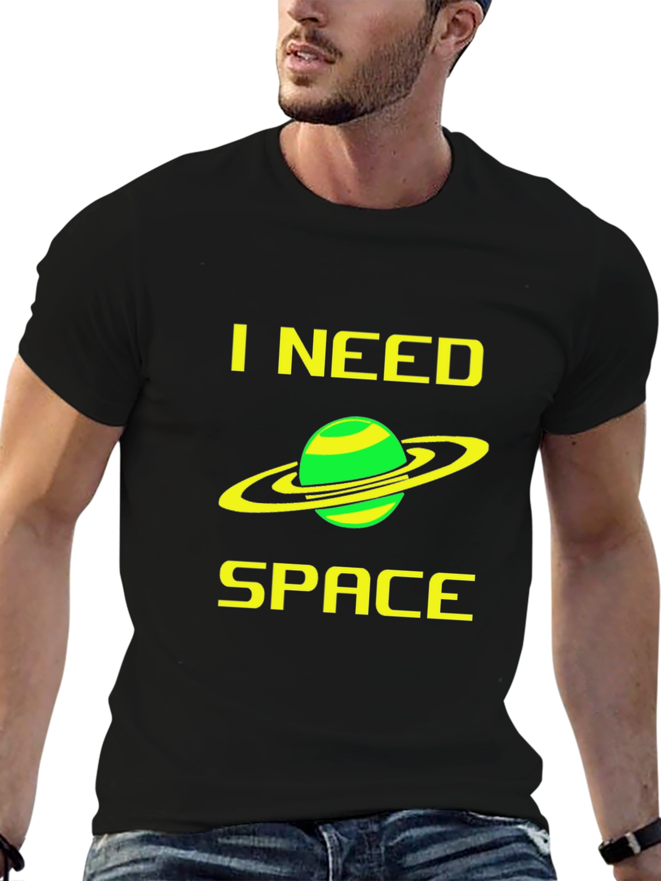 I Need Space Graphic T-Shirt - Black Cotton Tee