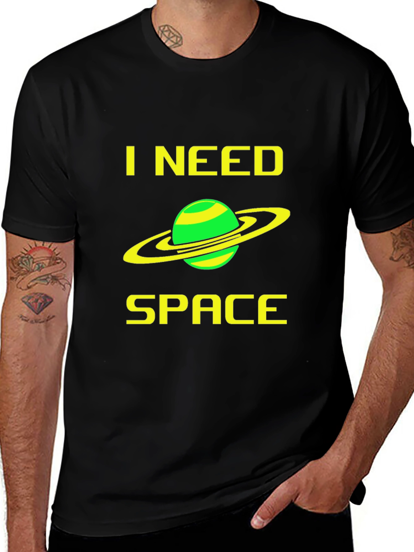 I Need Space Graphic T-Shirt - Black Cotton Tee