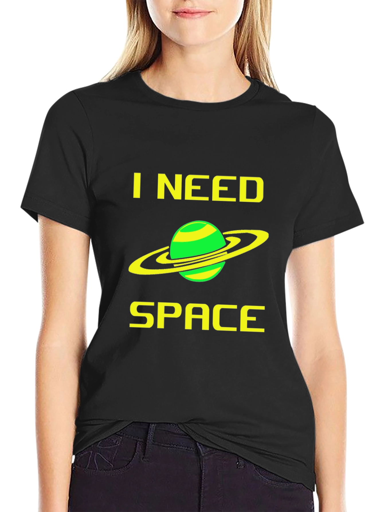 I Need Space Graphic T-Shirt - Black Cotton Tee