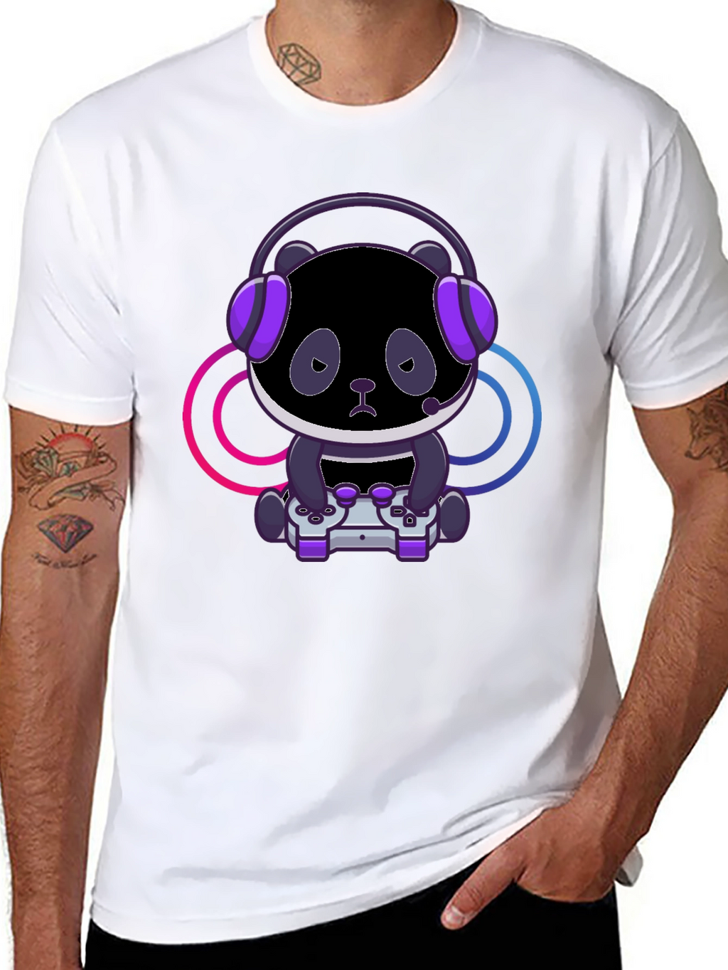 Gamer Panda T-Shirt - Black Cotton Tee