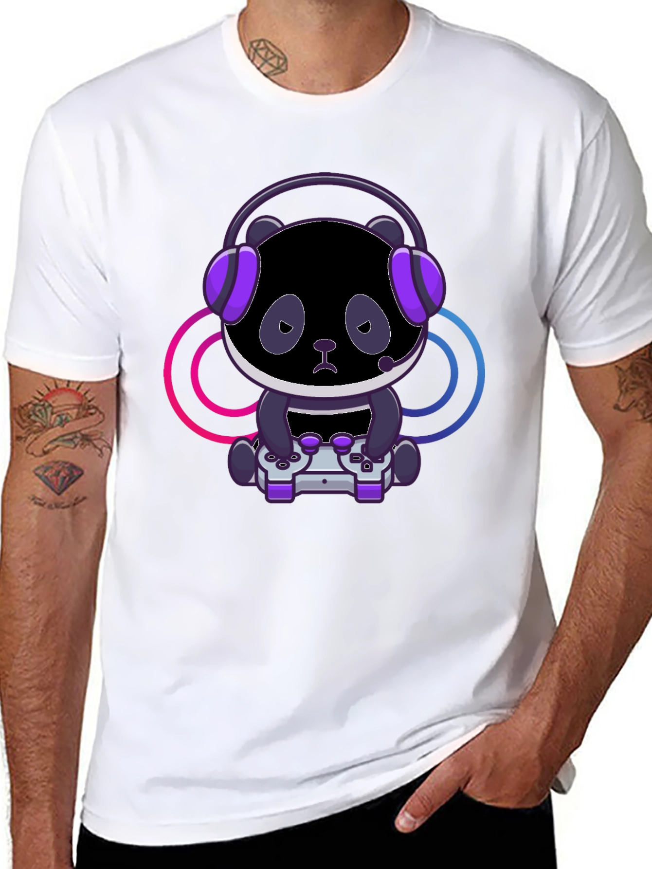 Gamer Panda T-Shirt - Black Cotton Tee