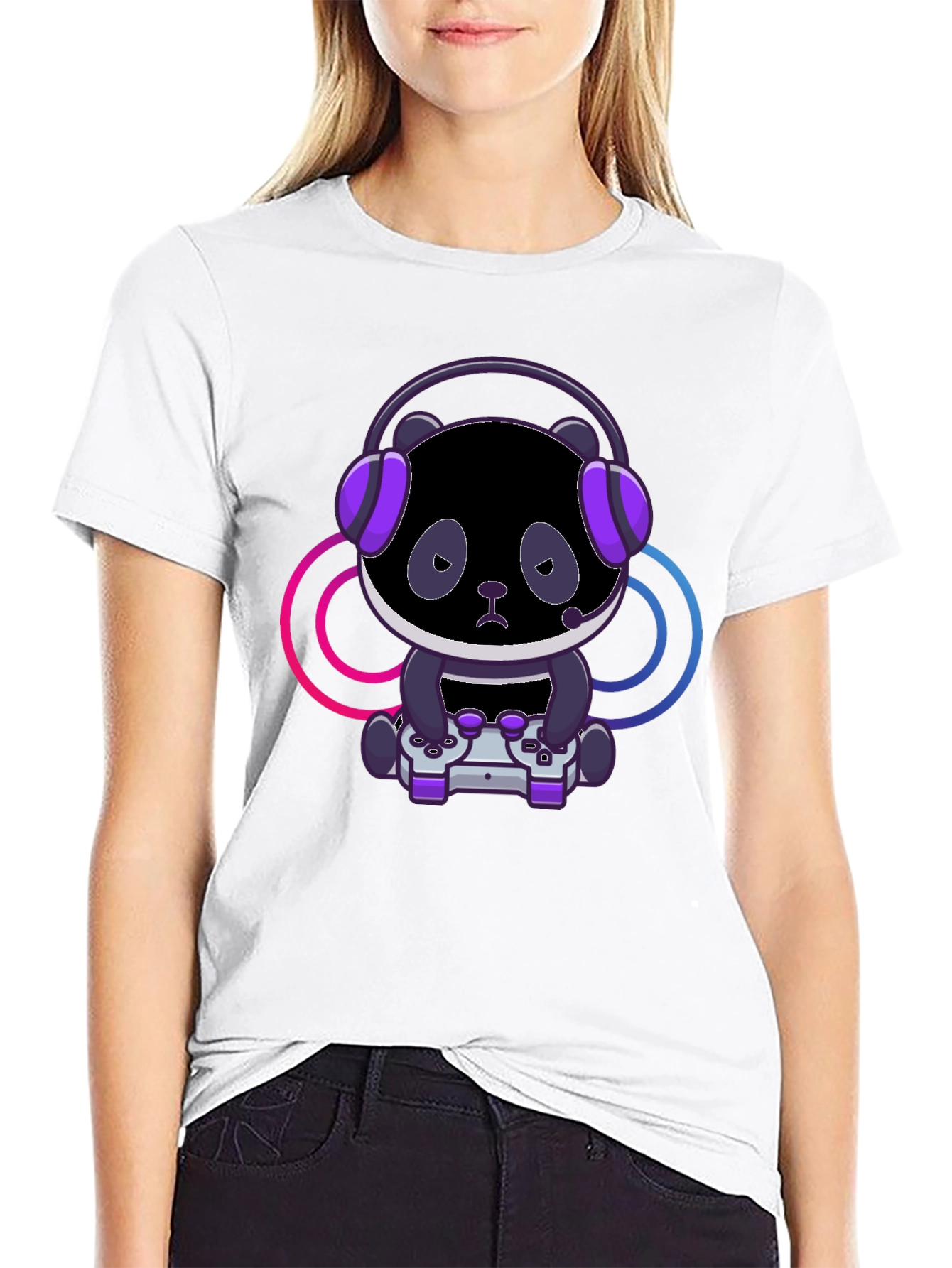 Gamer Panda T-Shirt - Black Cotton Tee
