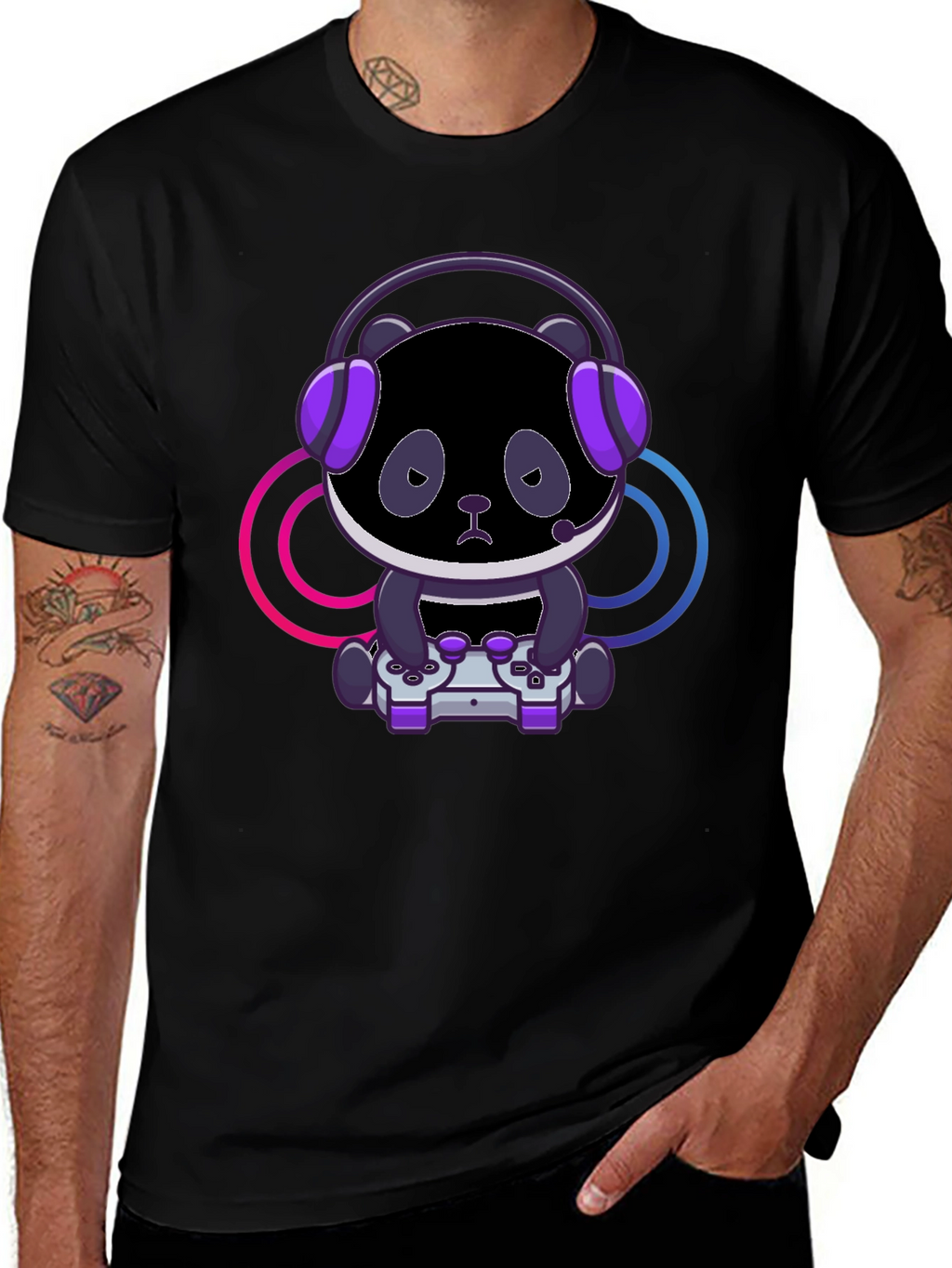 Gamer Panda T-Shirt - Black Cotton Tee