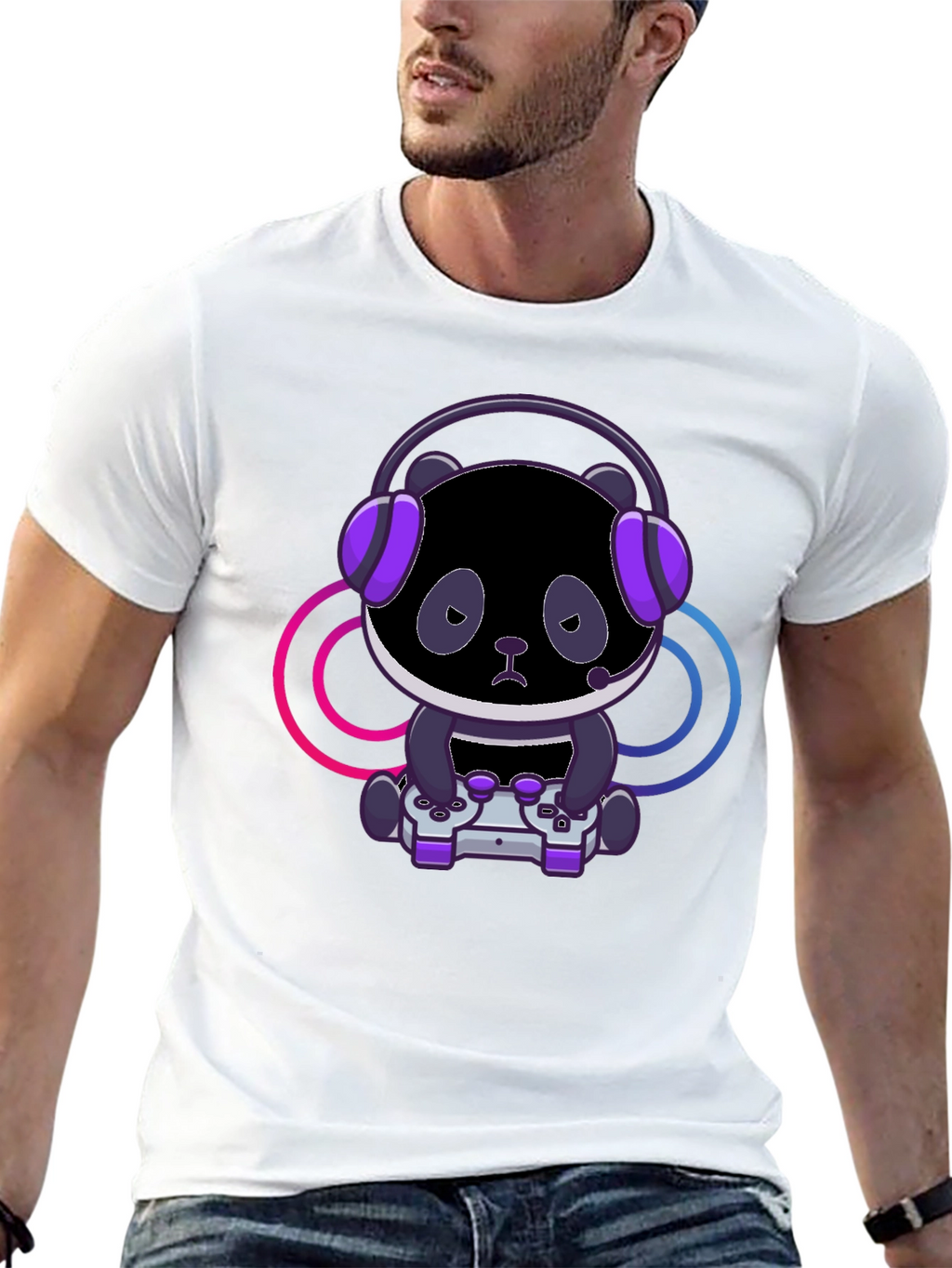 Gamer Panda T-Shirt - Black Cotton Tee