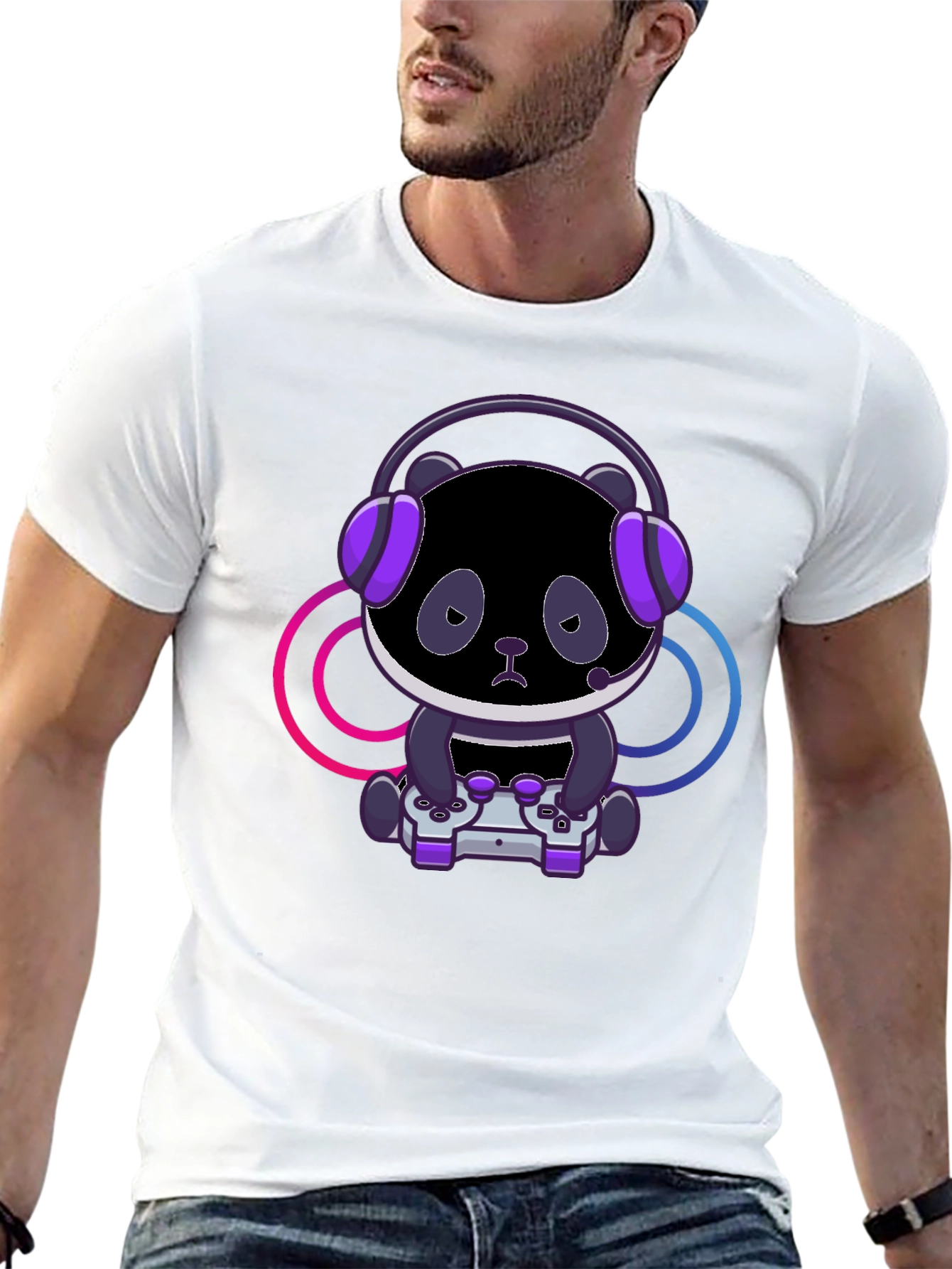 Gamer Panda T-Shirt - Black Cotton Tee