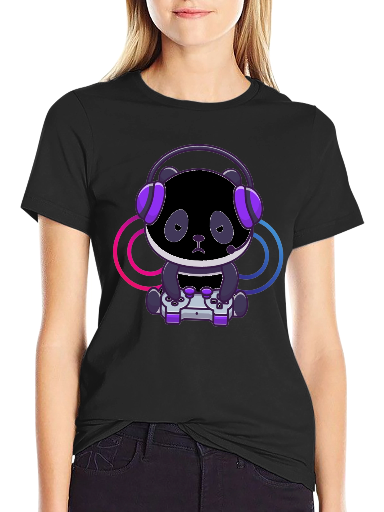 Gamer Panda T-Shirt - Black Cotton Tee