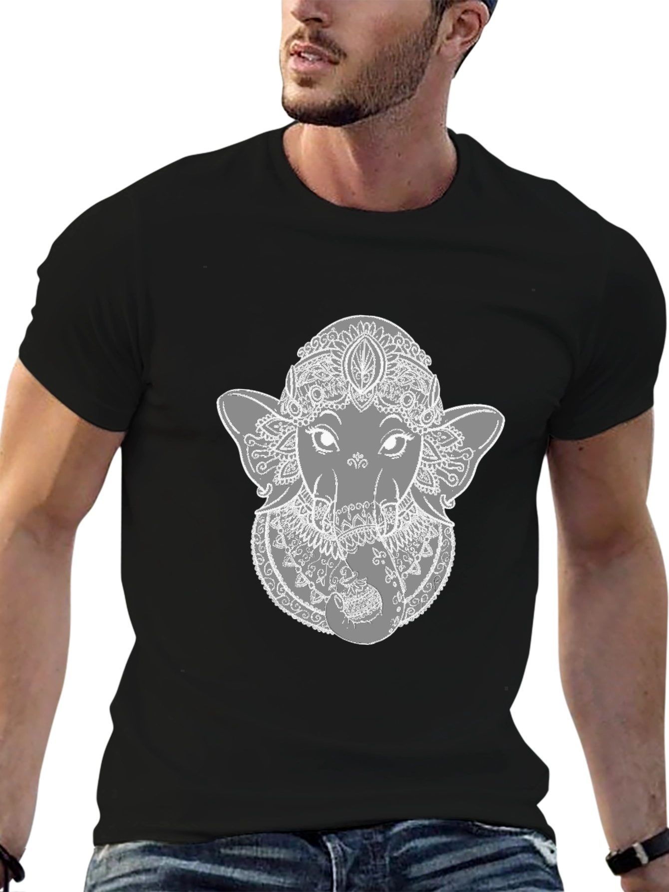 Ganesha Graphic Tee - Stylish Black Cotton T-Shirt