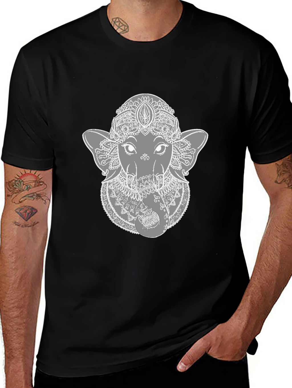 Ganesha Graphic Tee - Stylish Black Cotton T-Shirt