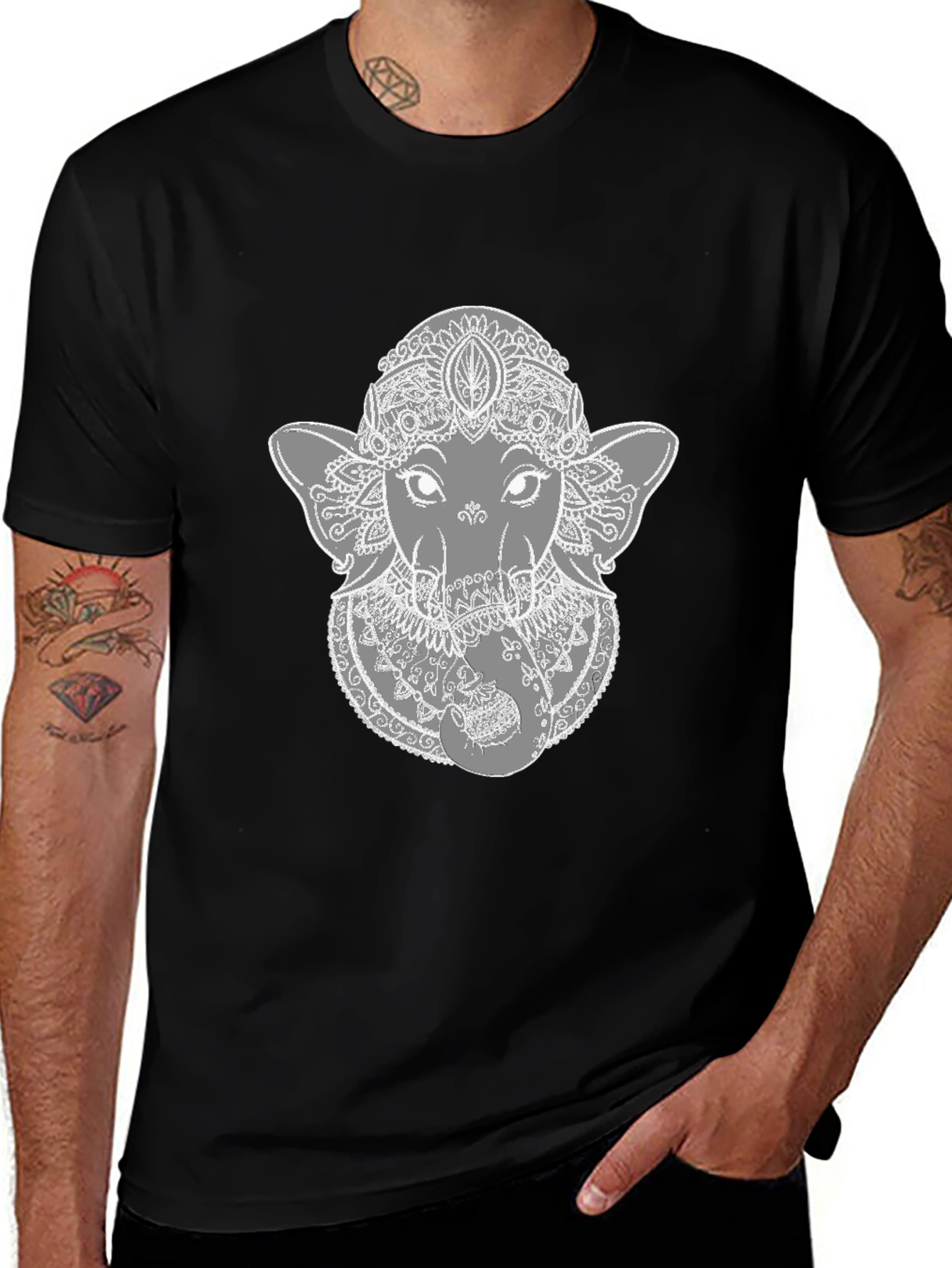 Ganesha Graphic Tee - Stylish Black Cotton T-Shirt