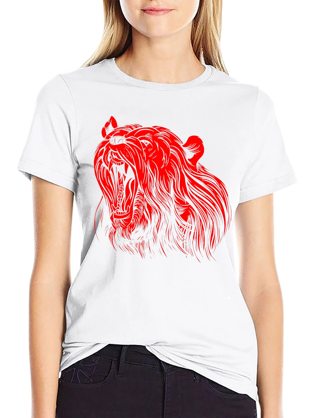Black T-Shirt with Red Bear Graphic