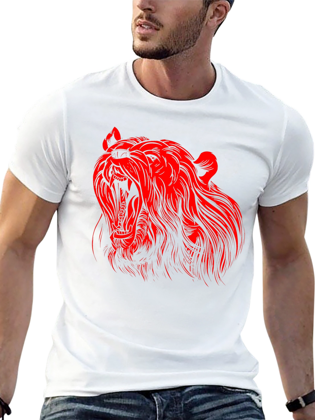 Black T-Shirt with Red Bear Graphic