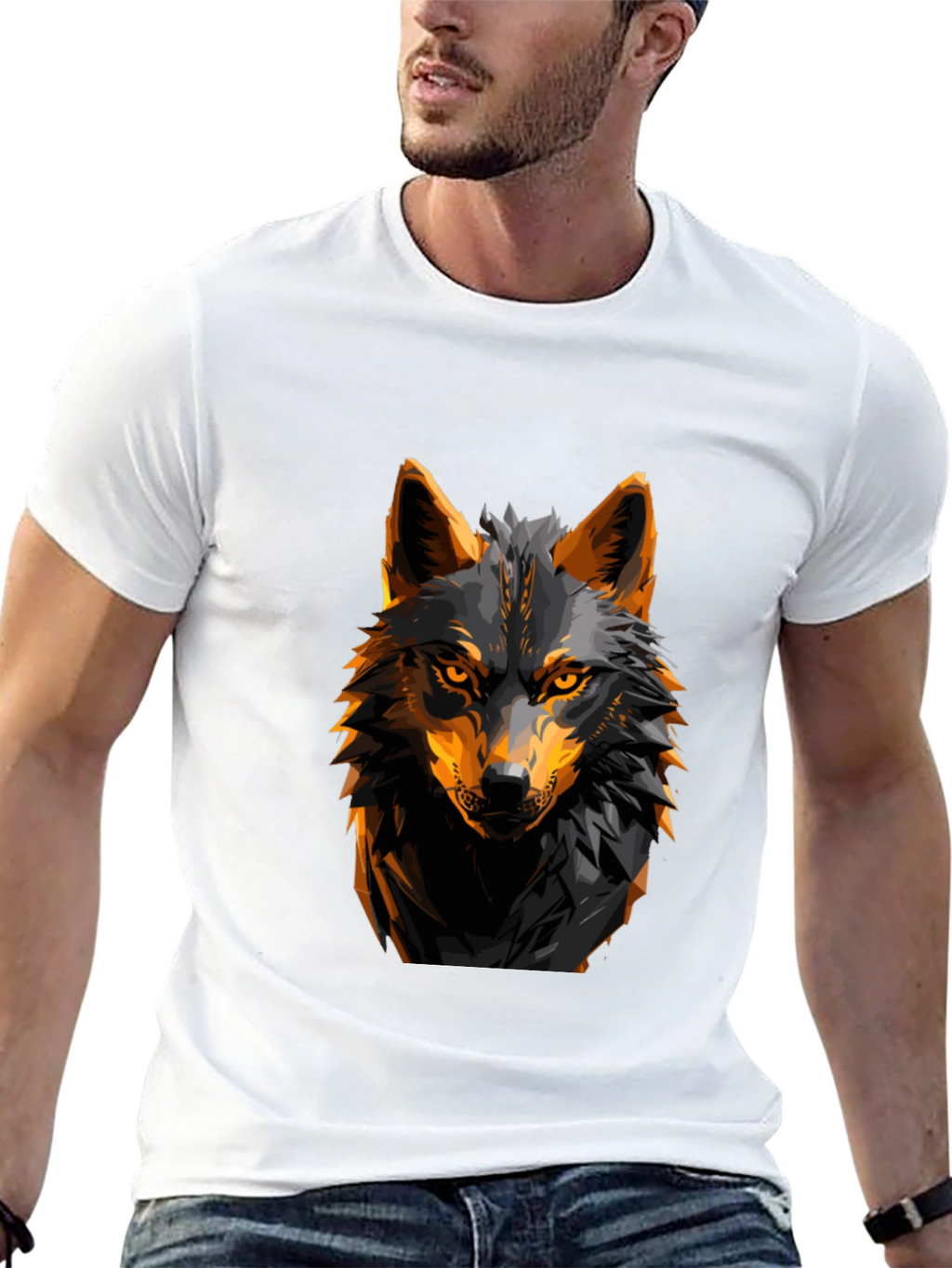 Bold Wolf Graphic Tee - Premium Black T-Shirt