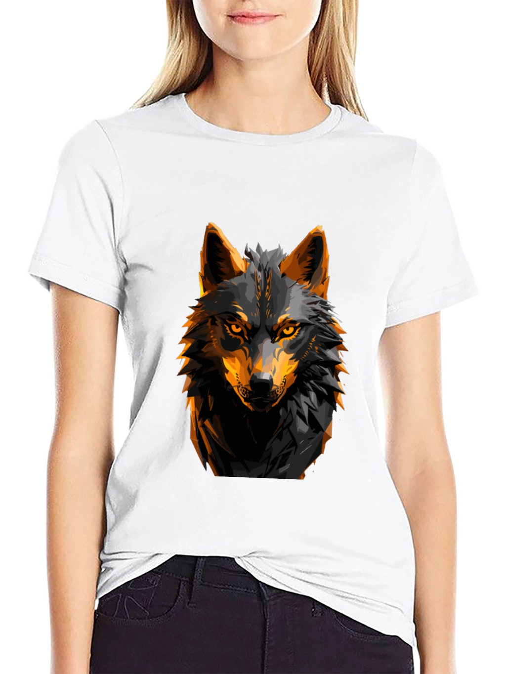 Bold Wolf Graphic Tee - Premium Black T-Shirt