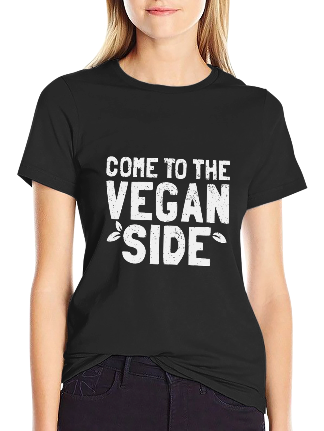 Vegan Side Black T-Shirt - Vegetarian Lifestyle Tee