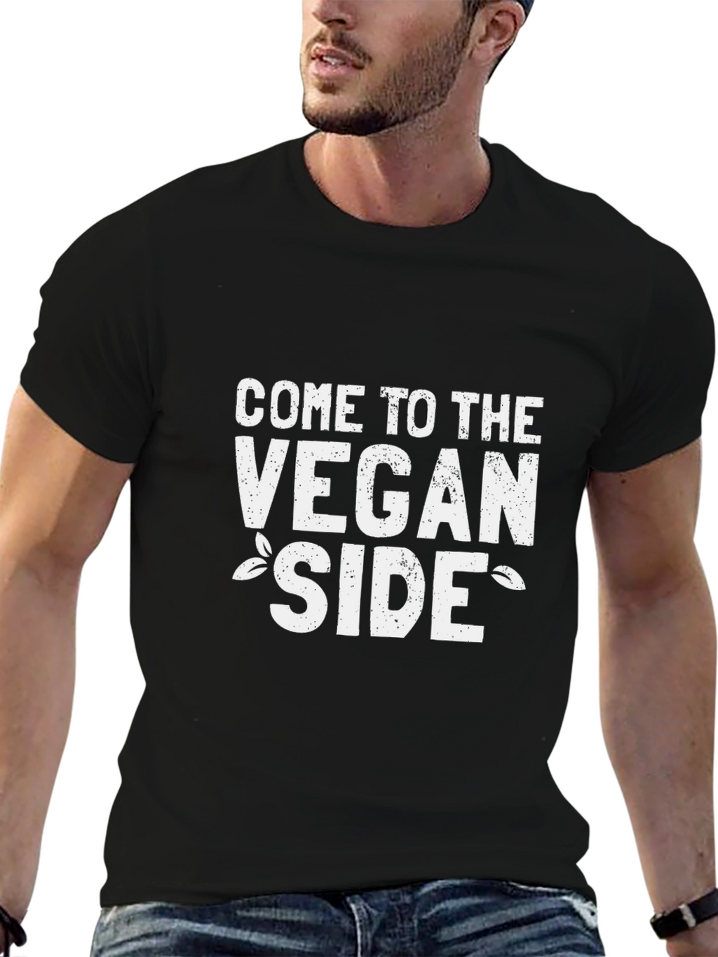 Vegan Side Black T-Shirt - Vegetarian Lifestyle Tee