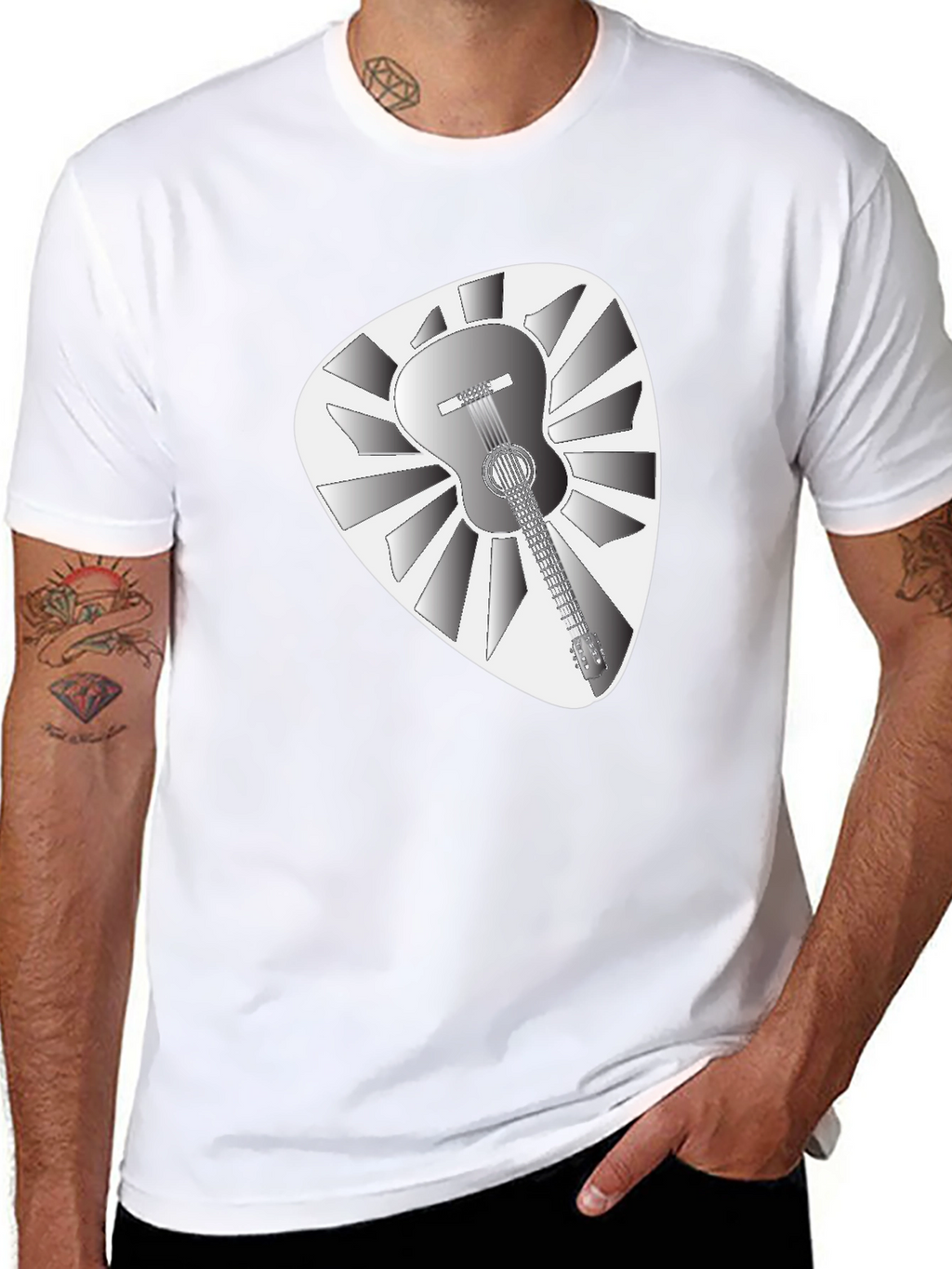 Guitar Pick T-Shirt - Acoustic Guitar Design