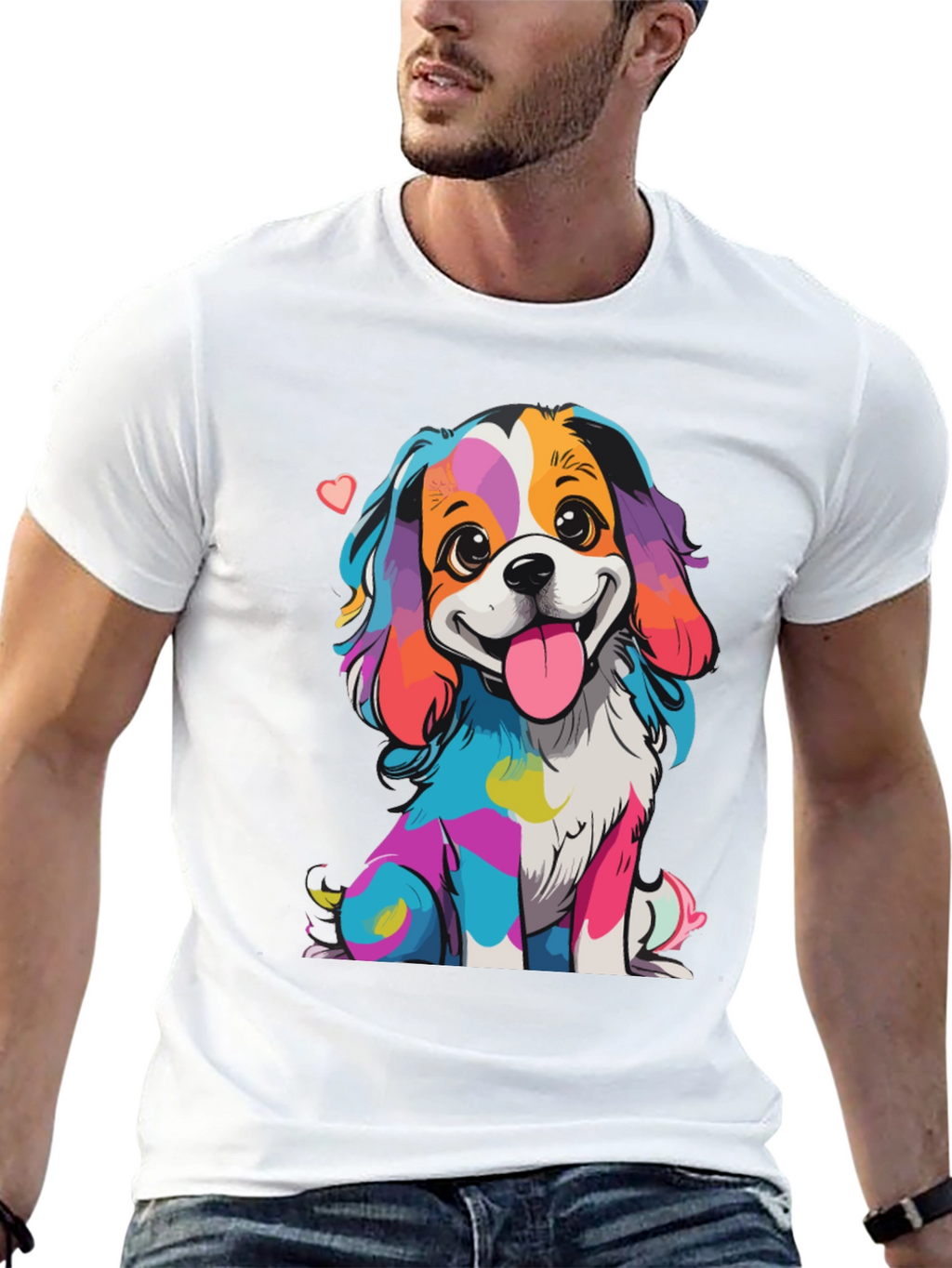 Rainbow Dog Graphic T-Shirt - Cute & Unique