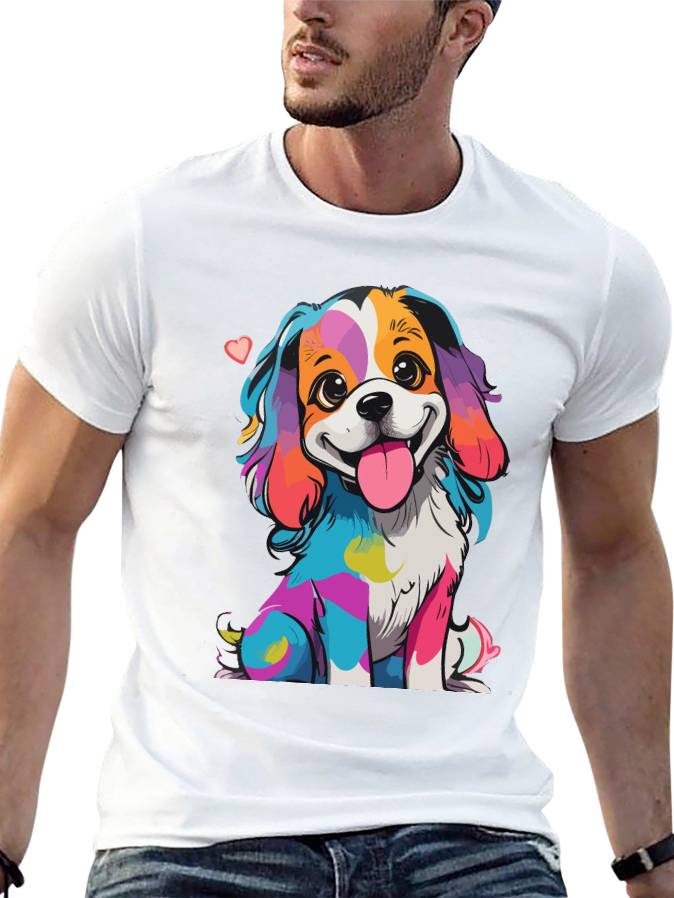 Rainbow Dog Graphic T-Shirt - Cute & Unique