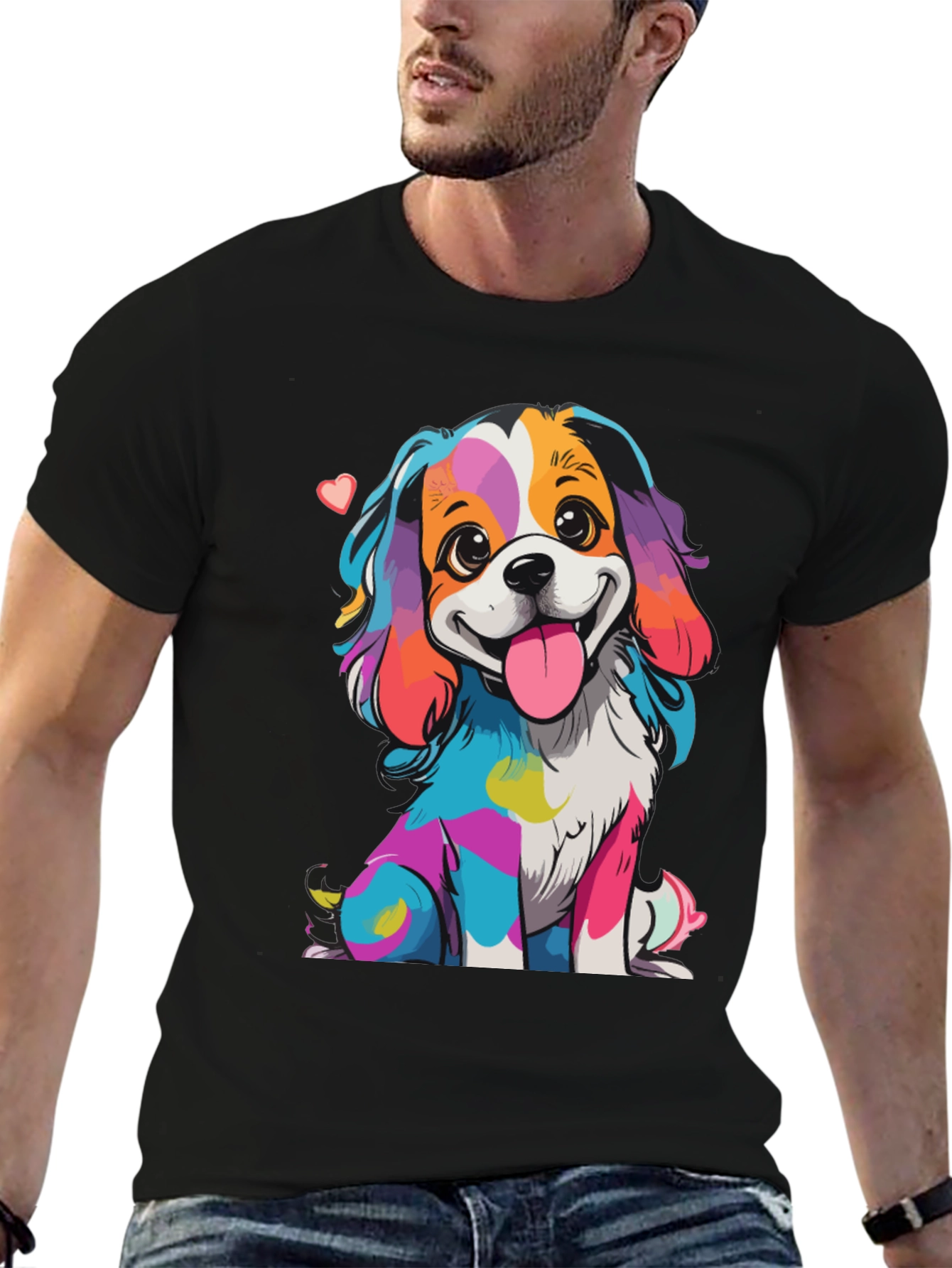 Rainbow Dog Graphic T-Shirt - Cute & Unique