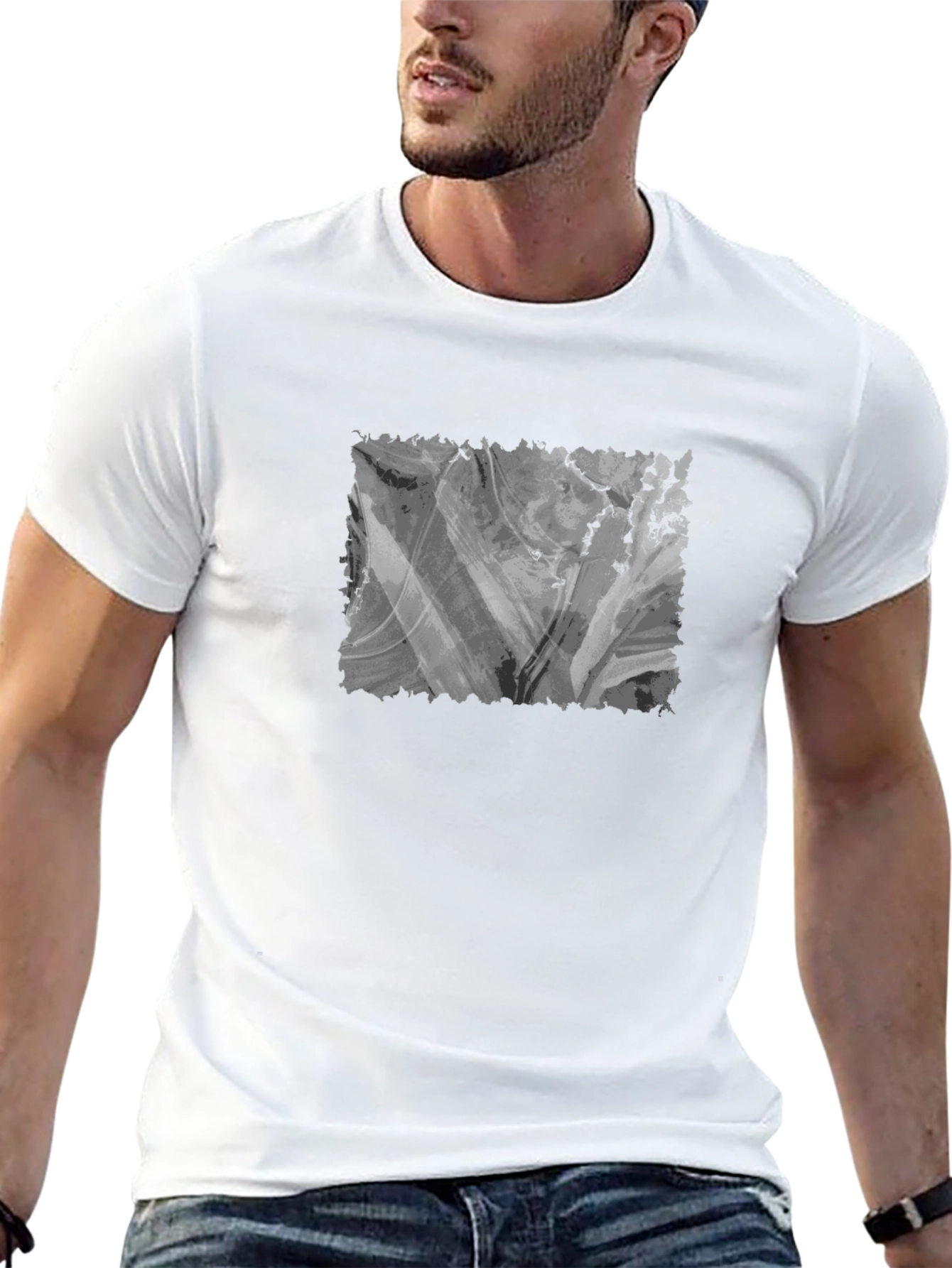 Abstract Gray Graphic T-Shirt