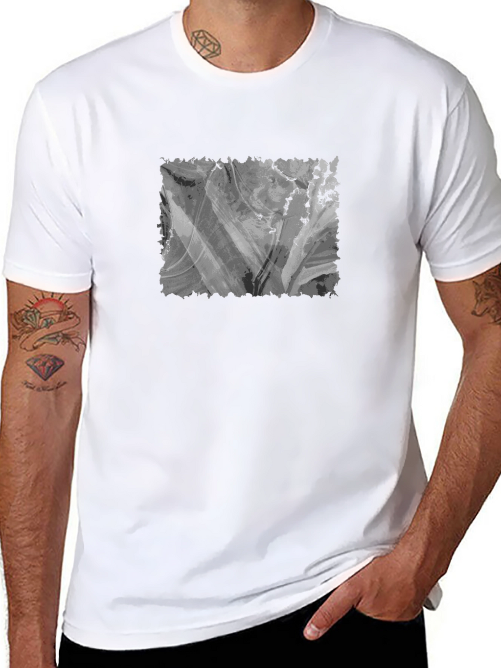 Abstract Gray Graphic T-Shirt