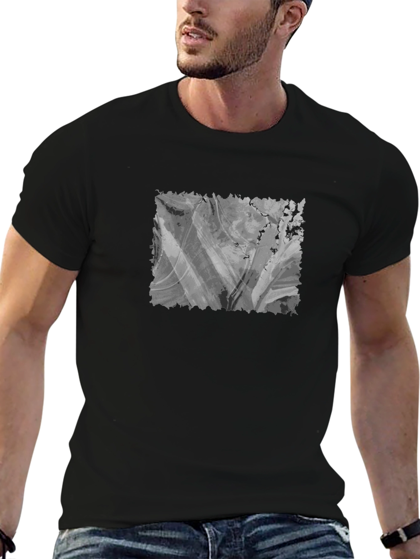 Abstract Gray Graphic T-Shirt