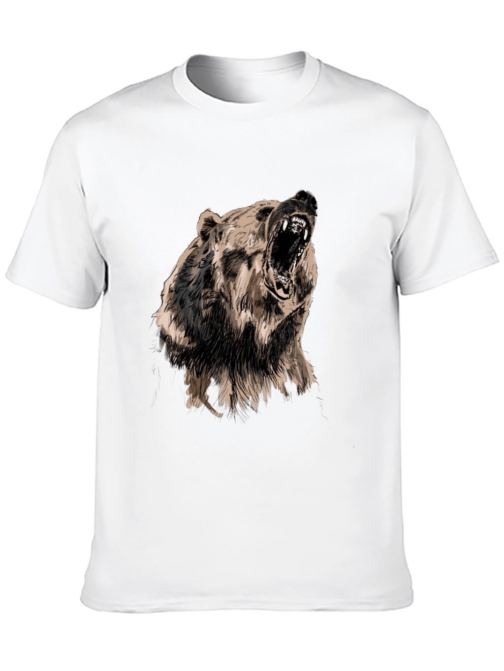 Roaring Bear Graphic Print Black T-Shirt