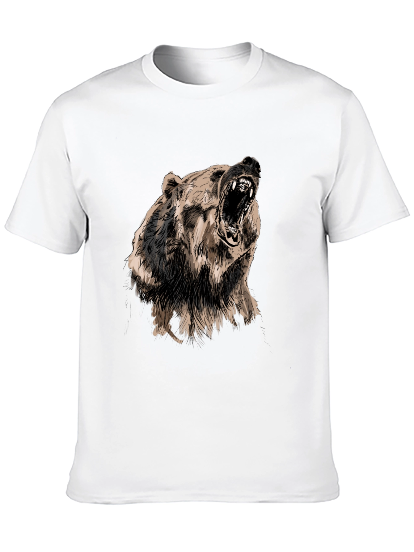 Roaring Bear Graphic Print Black T-Shirt