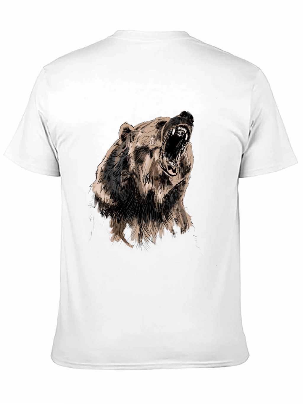 Roaring Bear Graphic Print Black T-Shirt