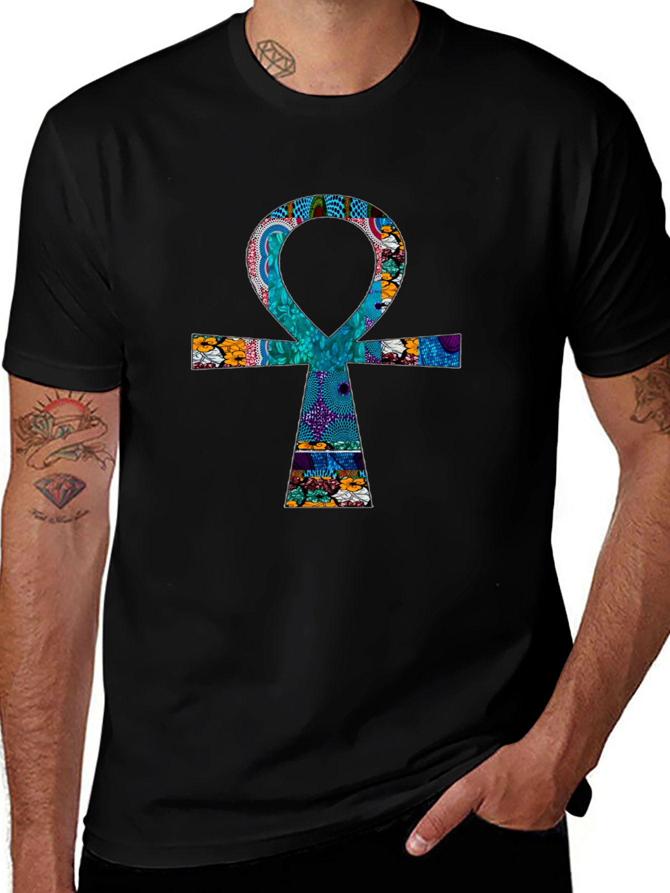 Ankh Cross Graphic Print T-Shirt