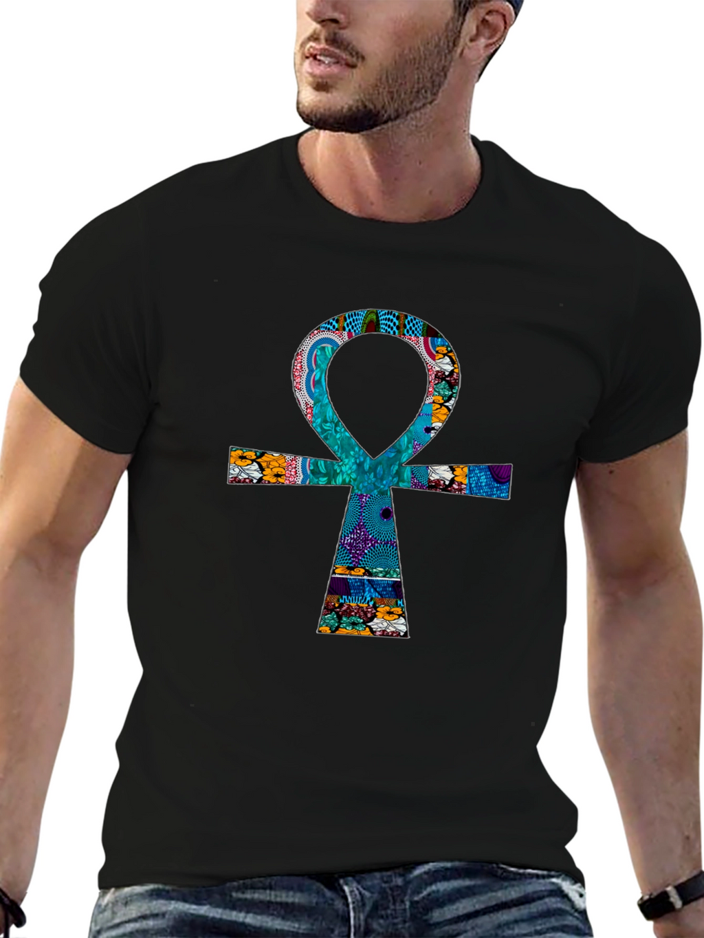 Ankh Cross Graphic Print T-Shirt