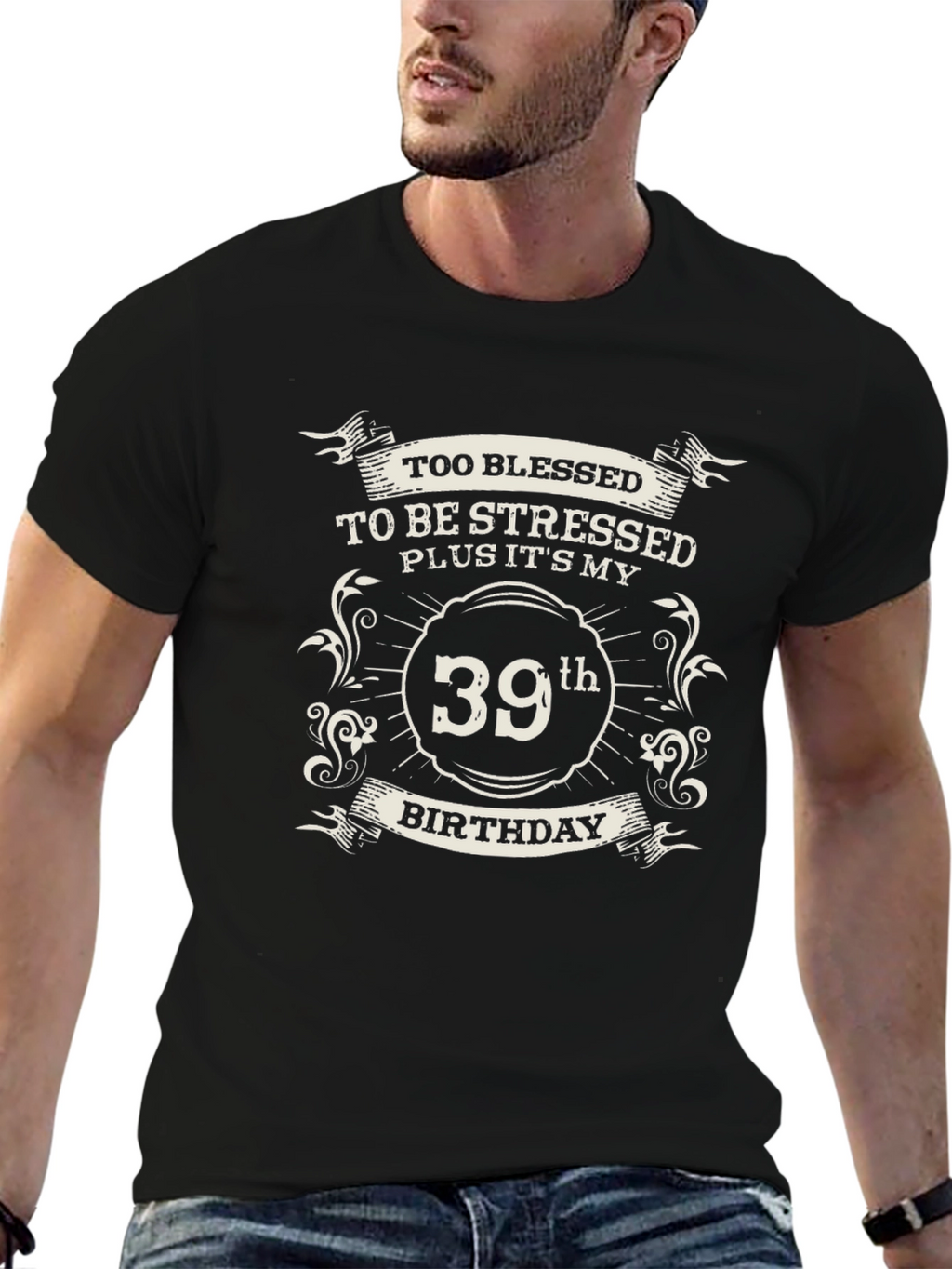 Blessed 39th Birthday Black T-Shirt