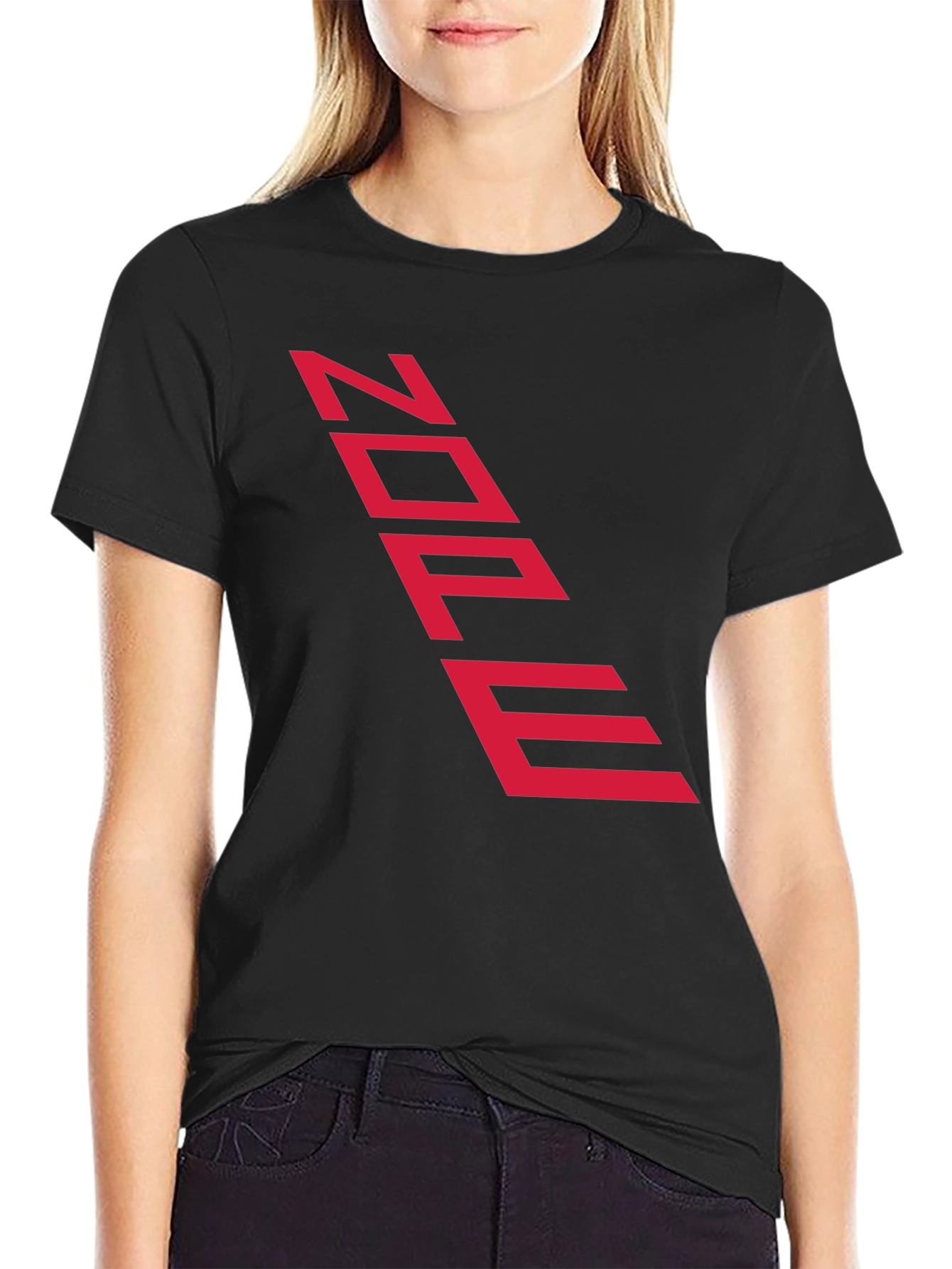 Edgy Black Tee with Futuristic Red Text