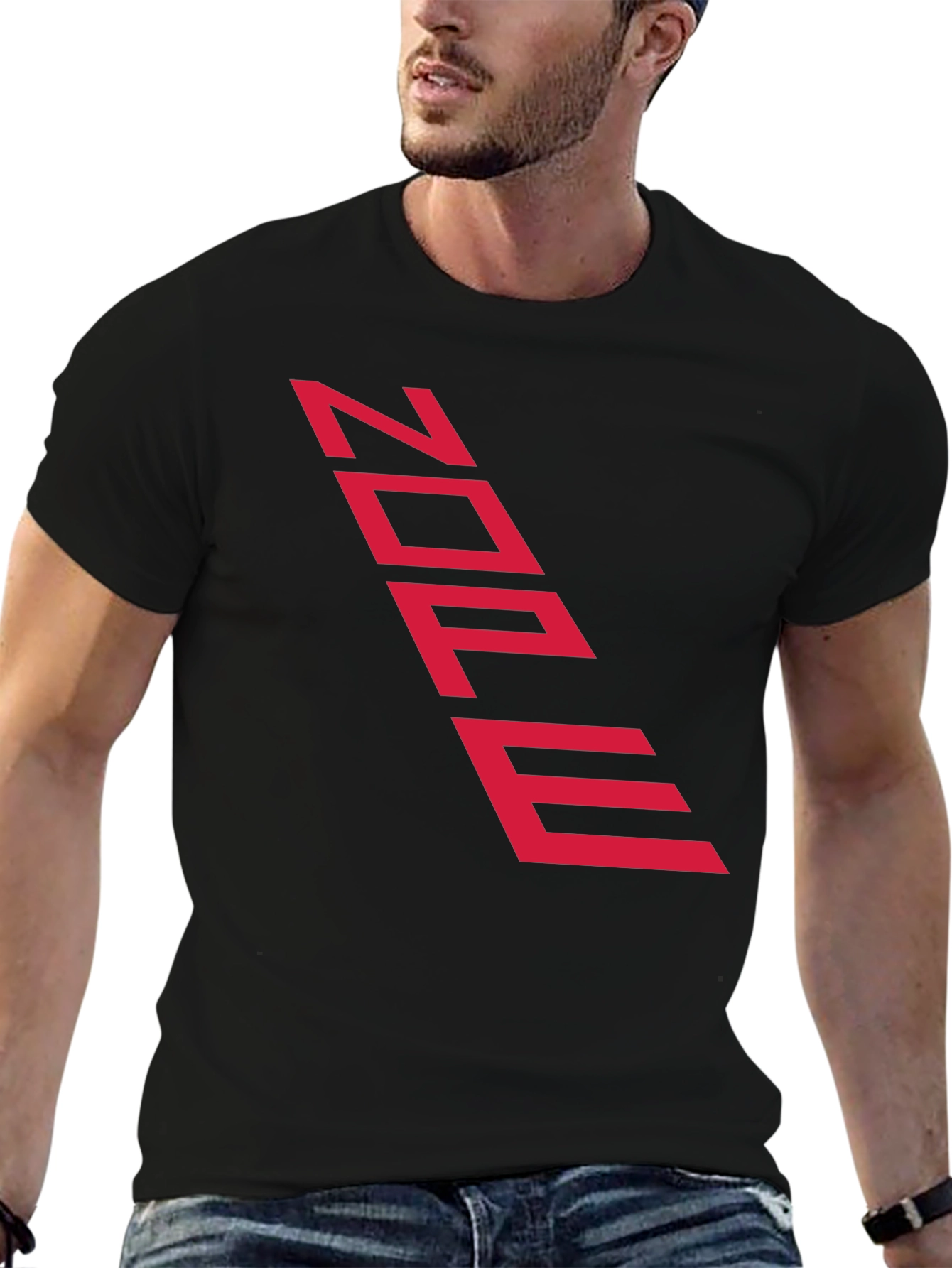Edgy Black Tee with Futuristic Red Text