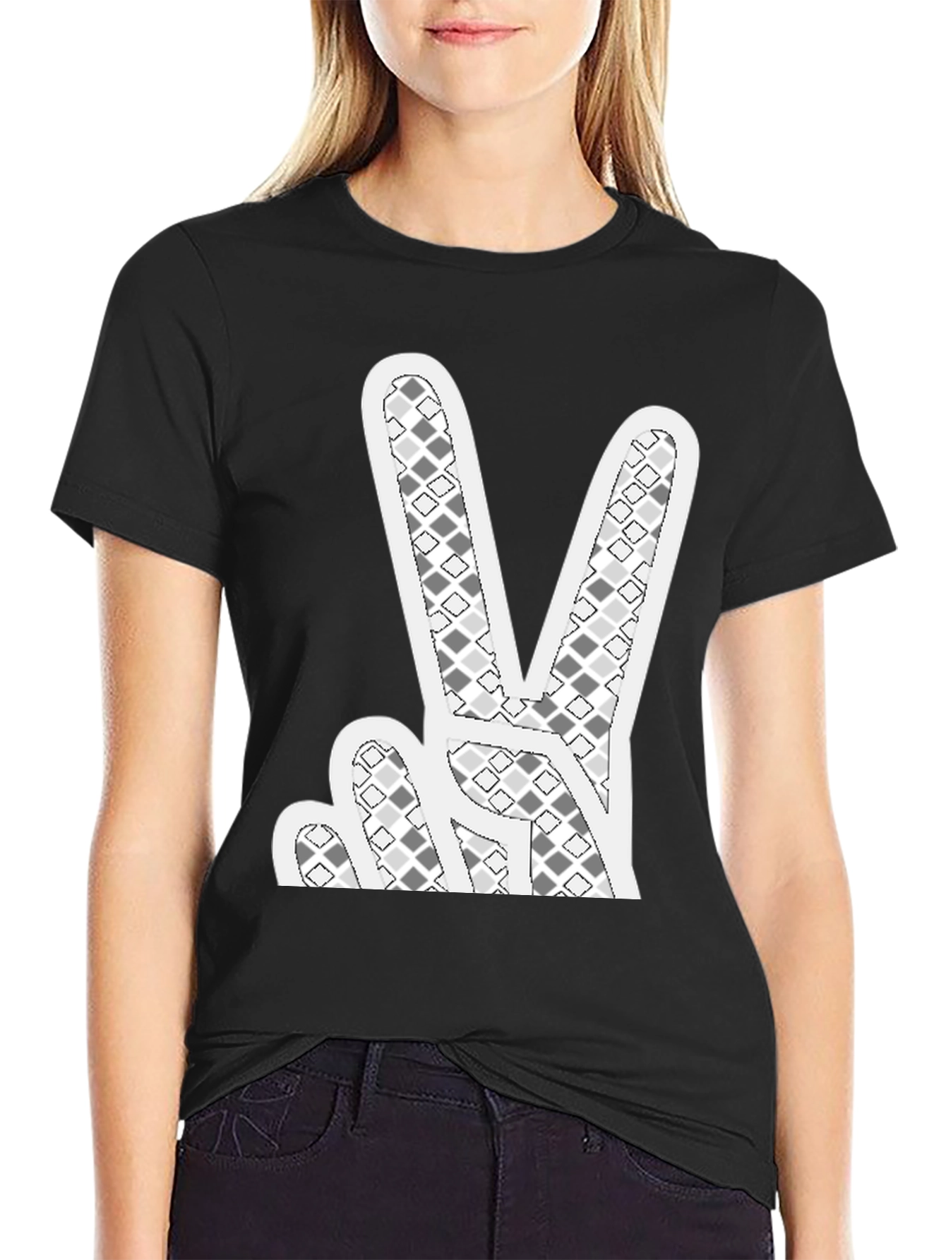 Peace Sign Graphic T-Shirt - Black