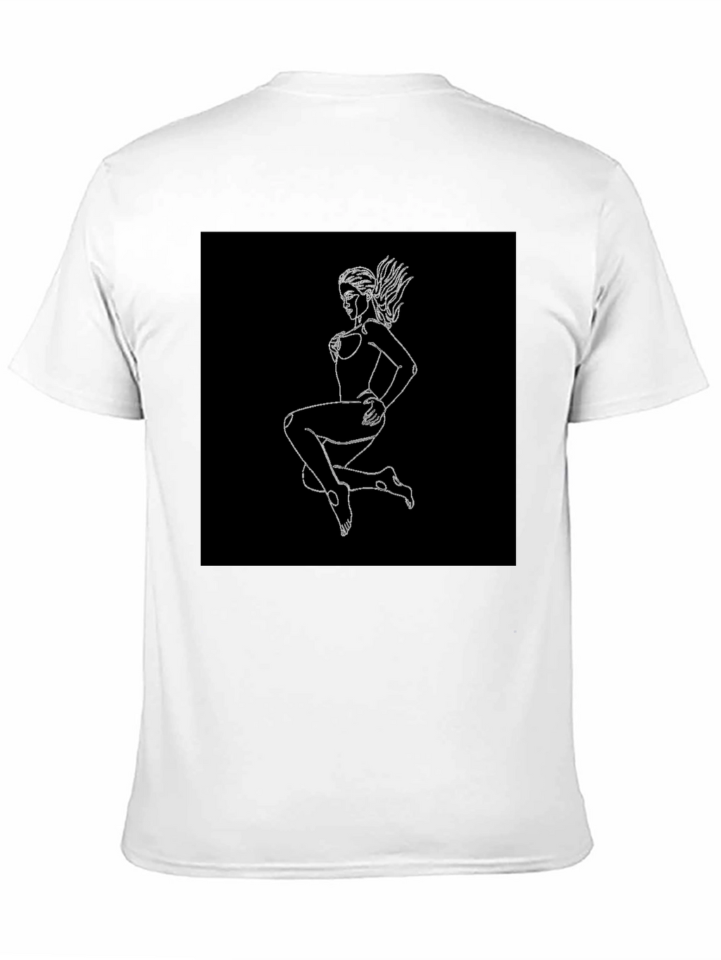 Black T-Shirt with Graphic Print - Woman Outline