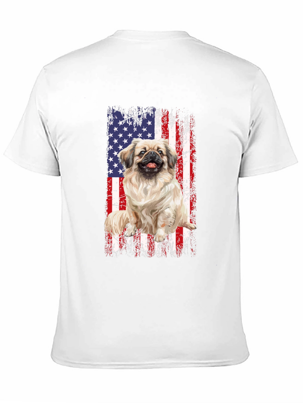 Patriotic Pekingese Dog T-Shirt - American Flag Design