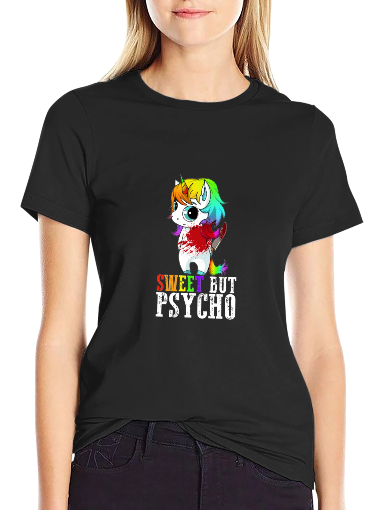 Sweet But Psycho Unicorn Graphic T-Shirt