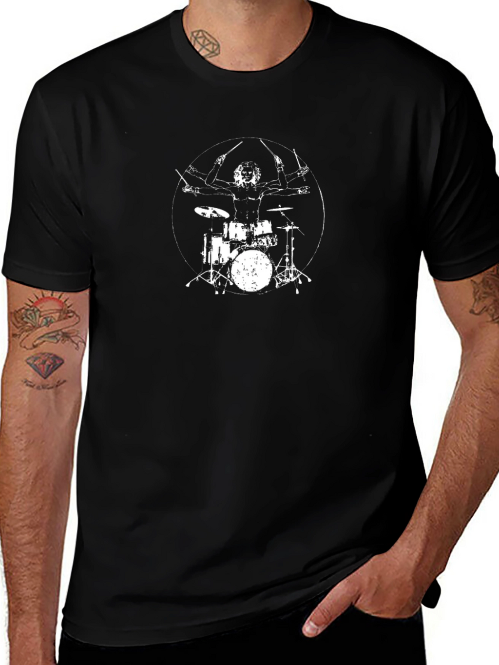 Drummer Graphic Black T-Shirt - Rock Music Tee