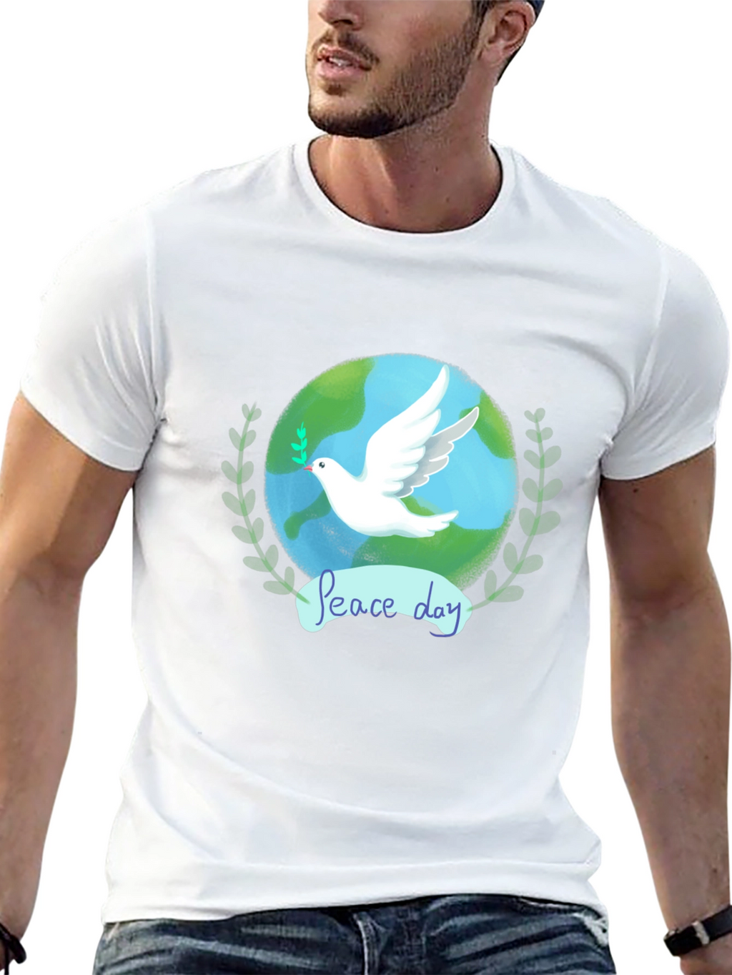 Peace Day Dove Graphic Tee - Black Cotton T-Shirt