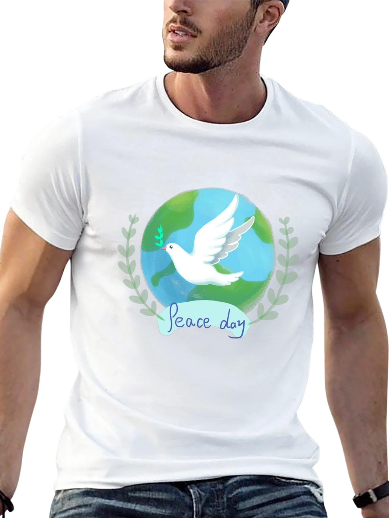 Peace Day Dove Graphic Tee - Black Cotton T-Shirt
