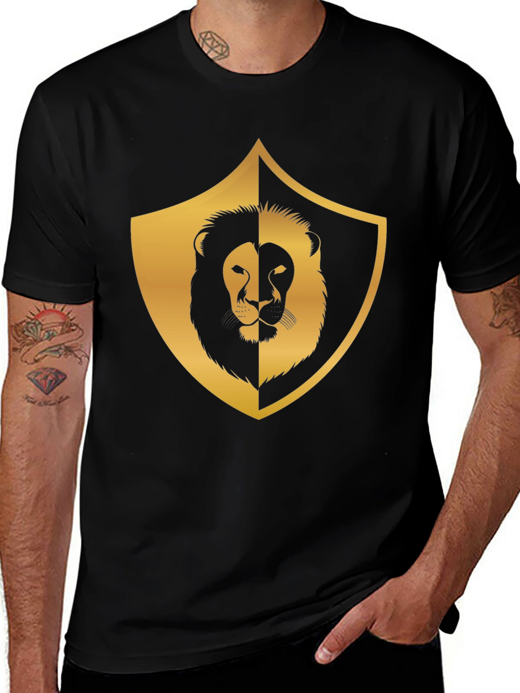 Lion Shield Graphic Tee - Black