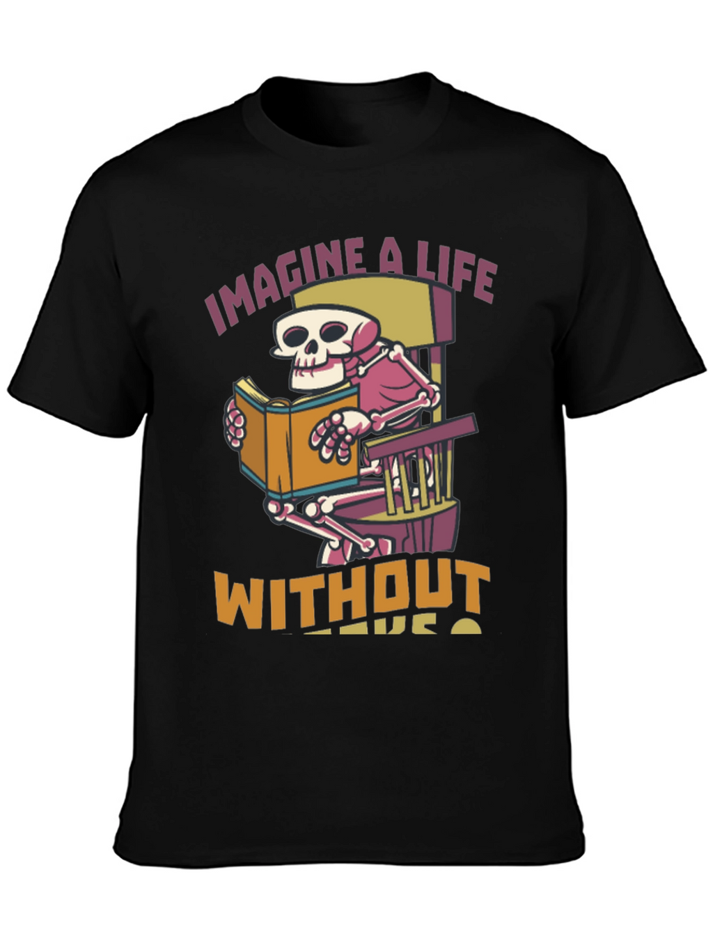 Skeleton Reading Book Graphic T-Shirt