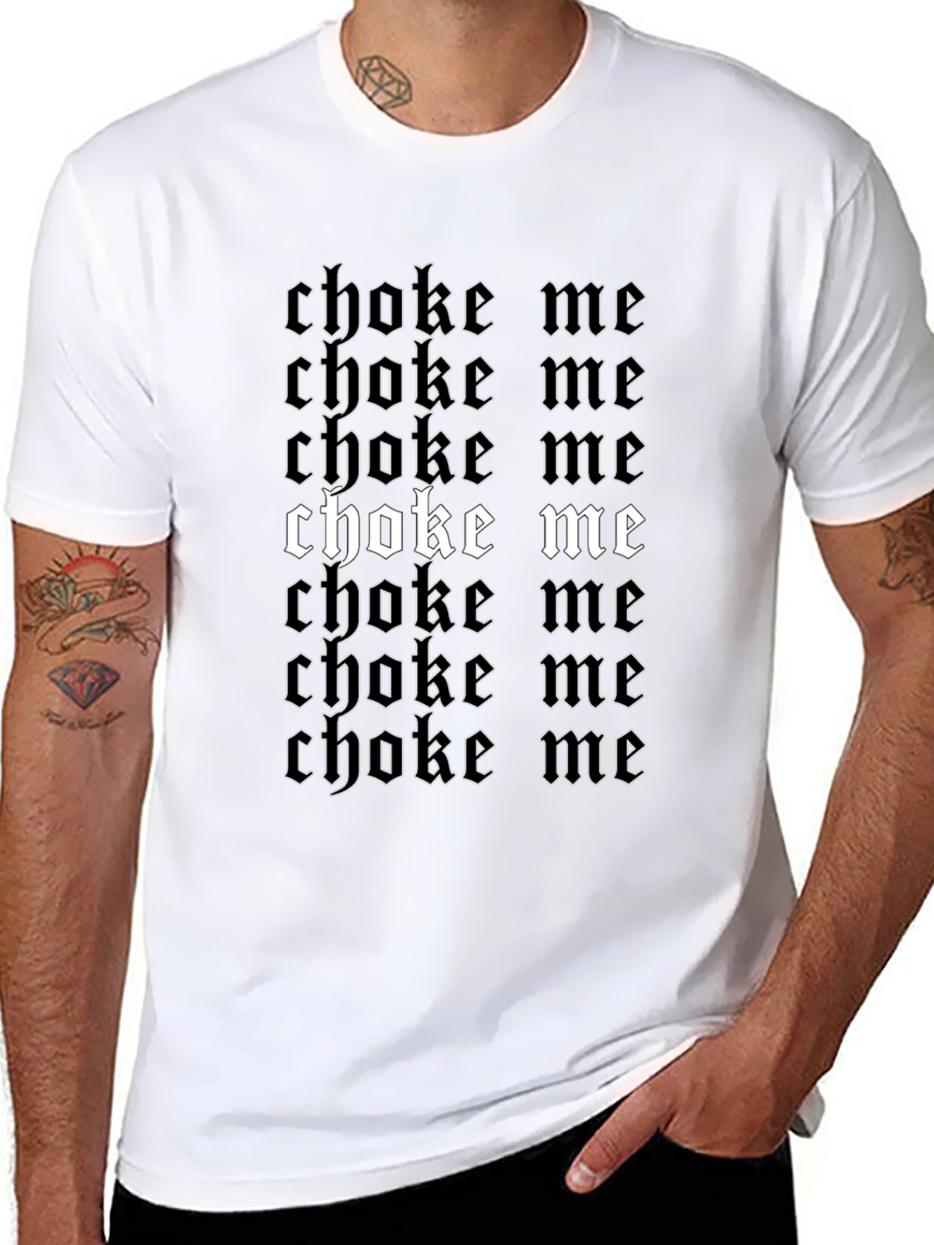Gothic Choke Me Graphic Print Black T-Shirt