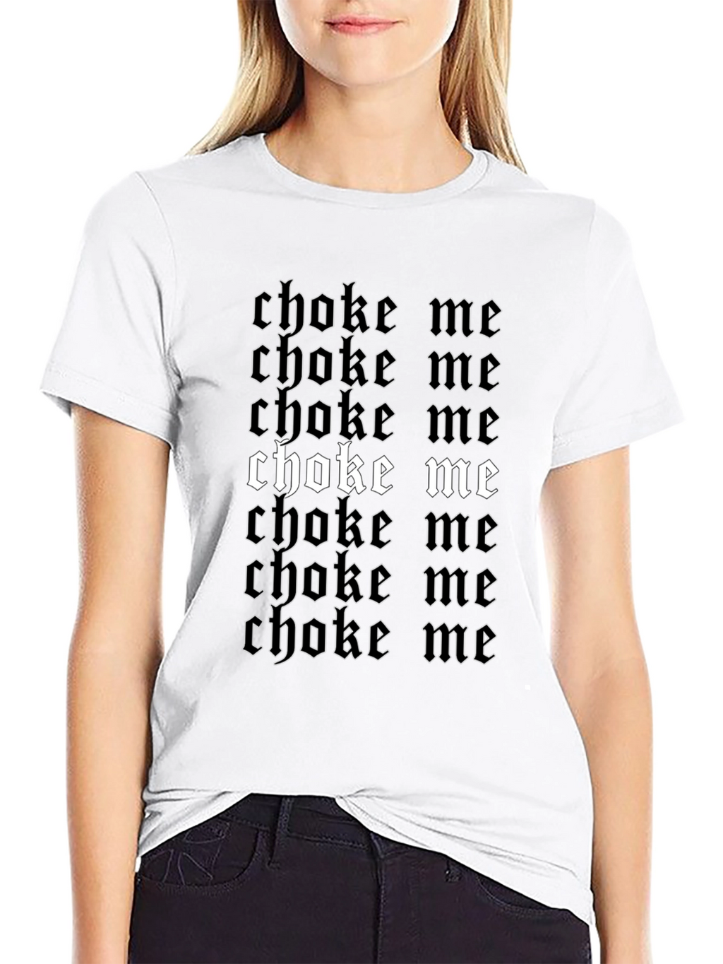 Gothic Choke Me Graphic Print Black T-Shirt
