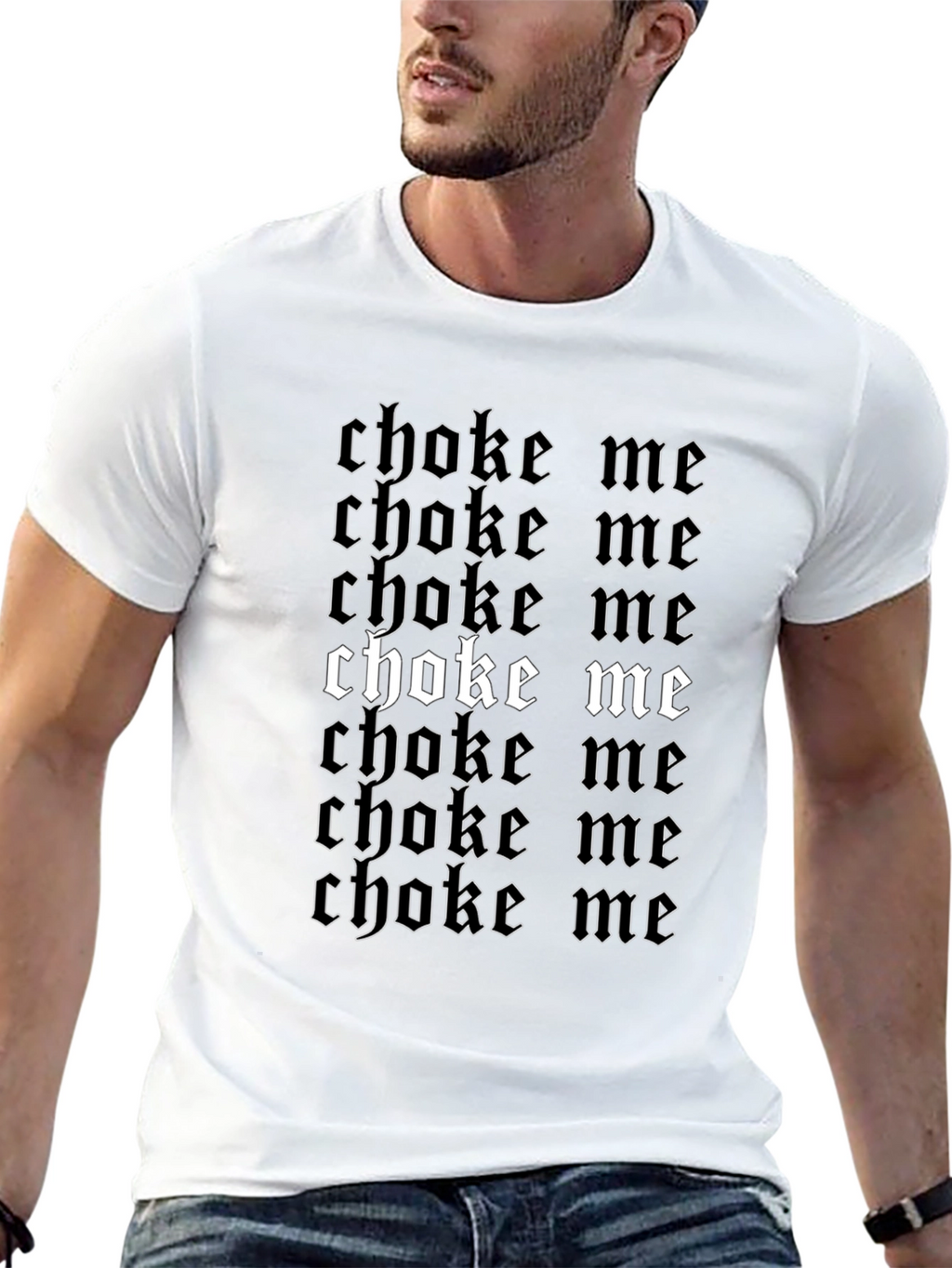Gothic Choke Me Graphic Print Black T-Shirt