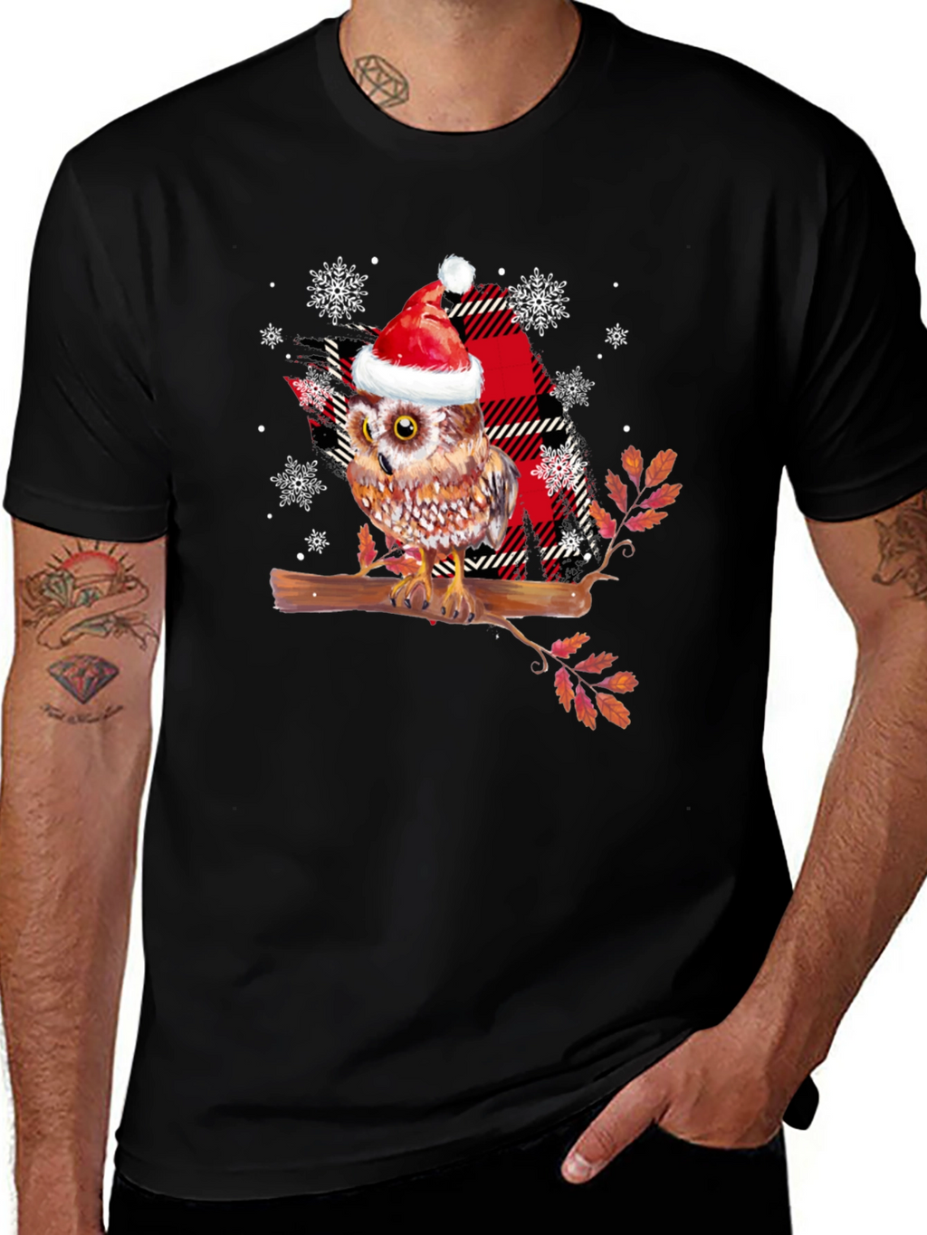 Festive Owl T-Shirt - Holiday Cheer!