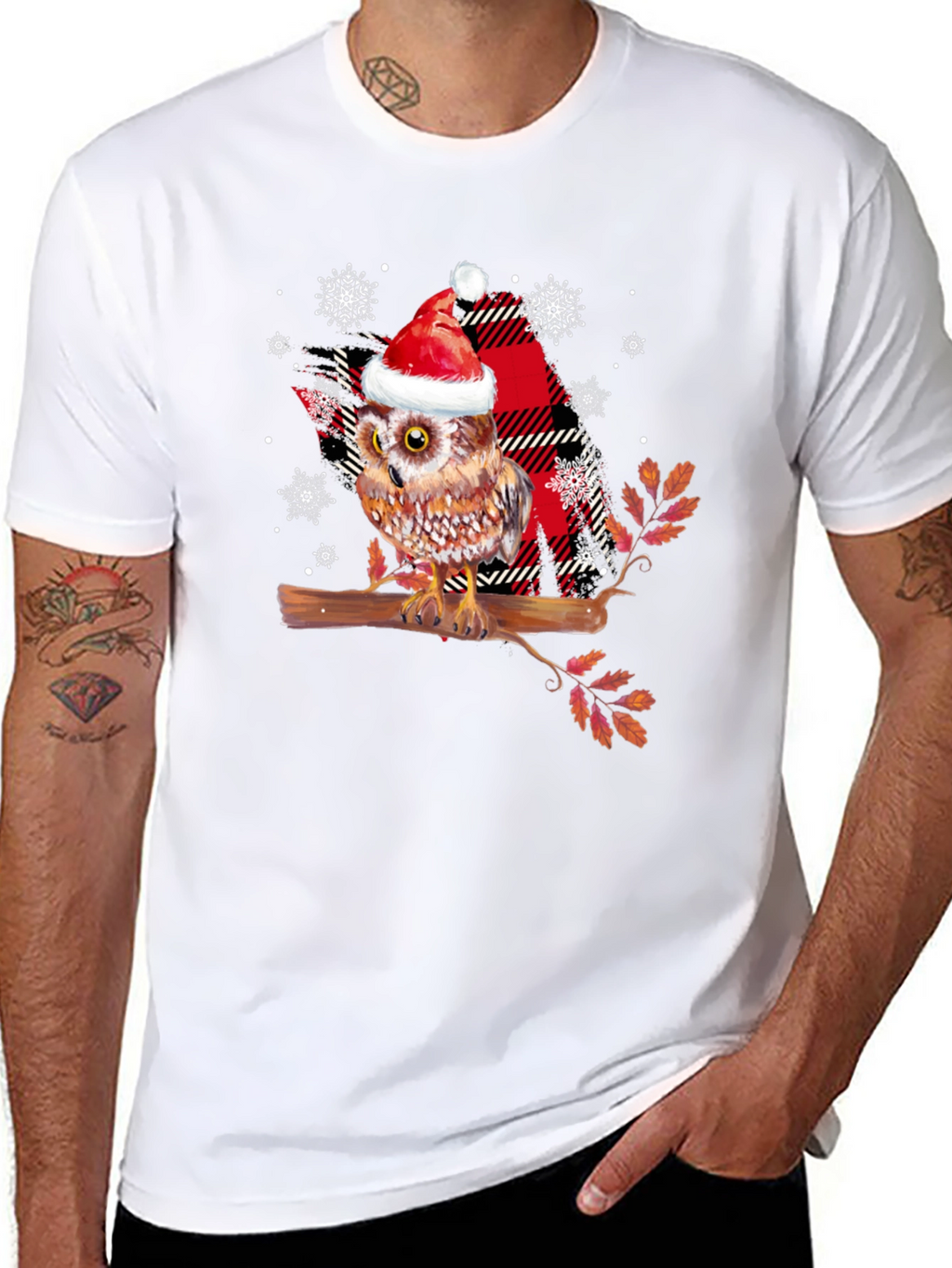 Festive Owl T-Shirt - Holiday Cheer!